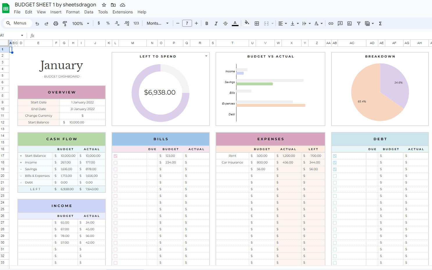 Monthly Budget template