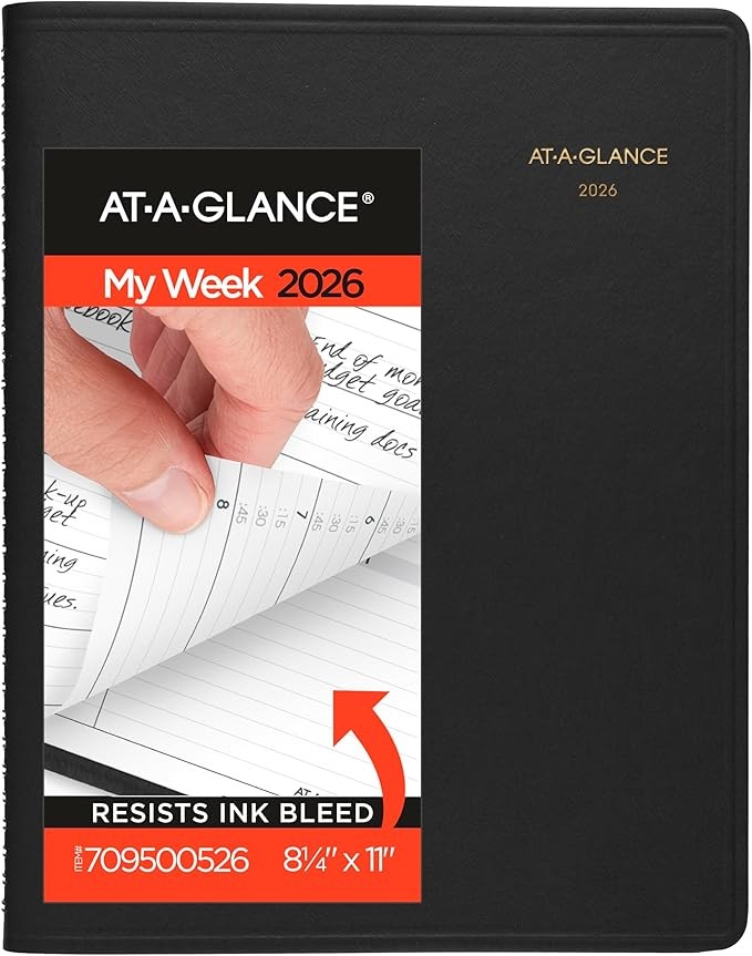 AT-A-GLANCE Weekly Appointment Book 2026 Planner 8-1/4″ x 11″ Black (709500526)