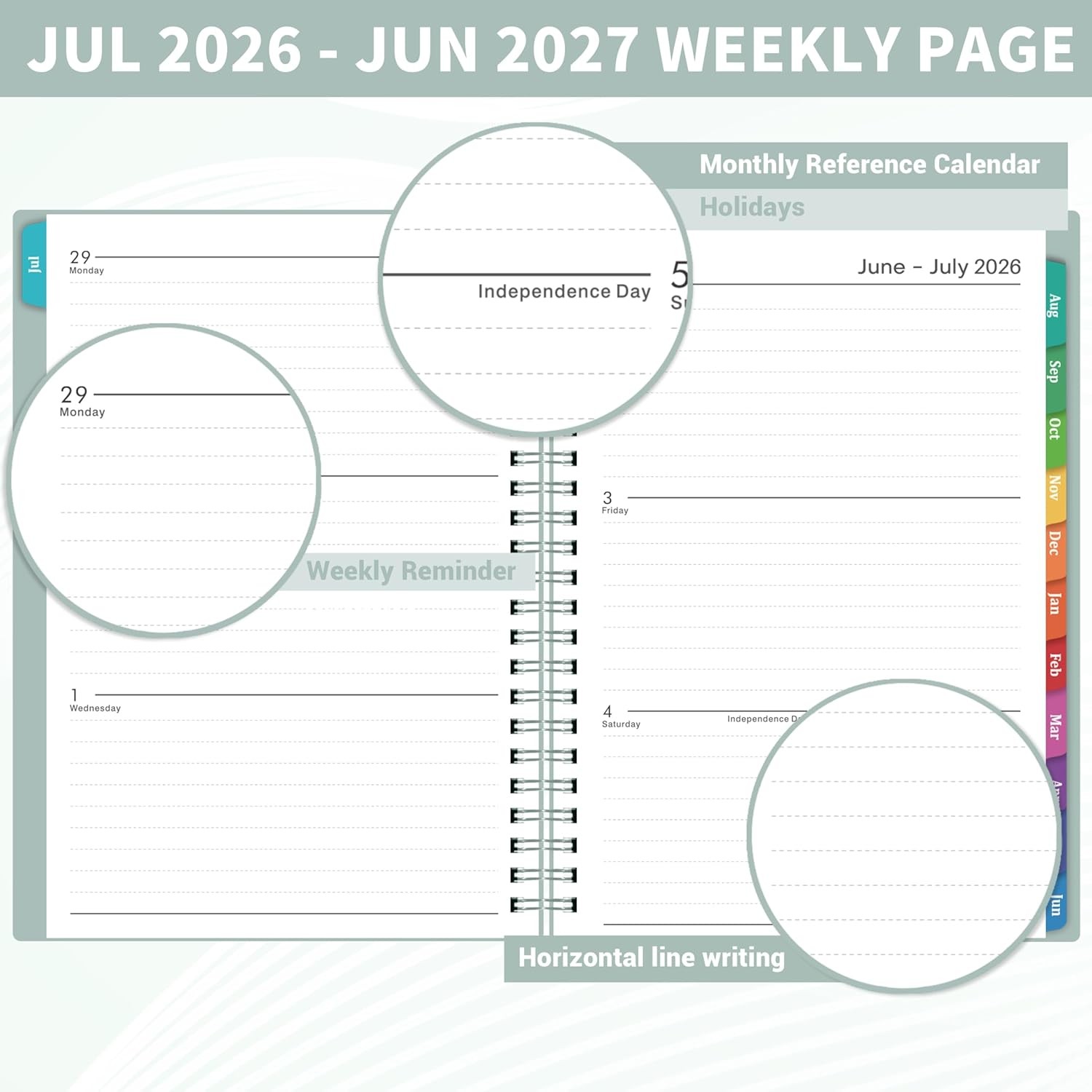 2026-2027 Academic Planner Weekly Monthly 6.4×8.5 Jul-Jun Tabbed Pocket Organize