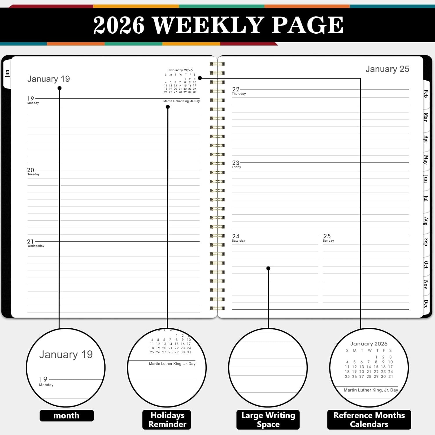 Stylish 2026 Calendar Planner – Flexible Cover, Lay-flat Design, 8.5″ x 11″