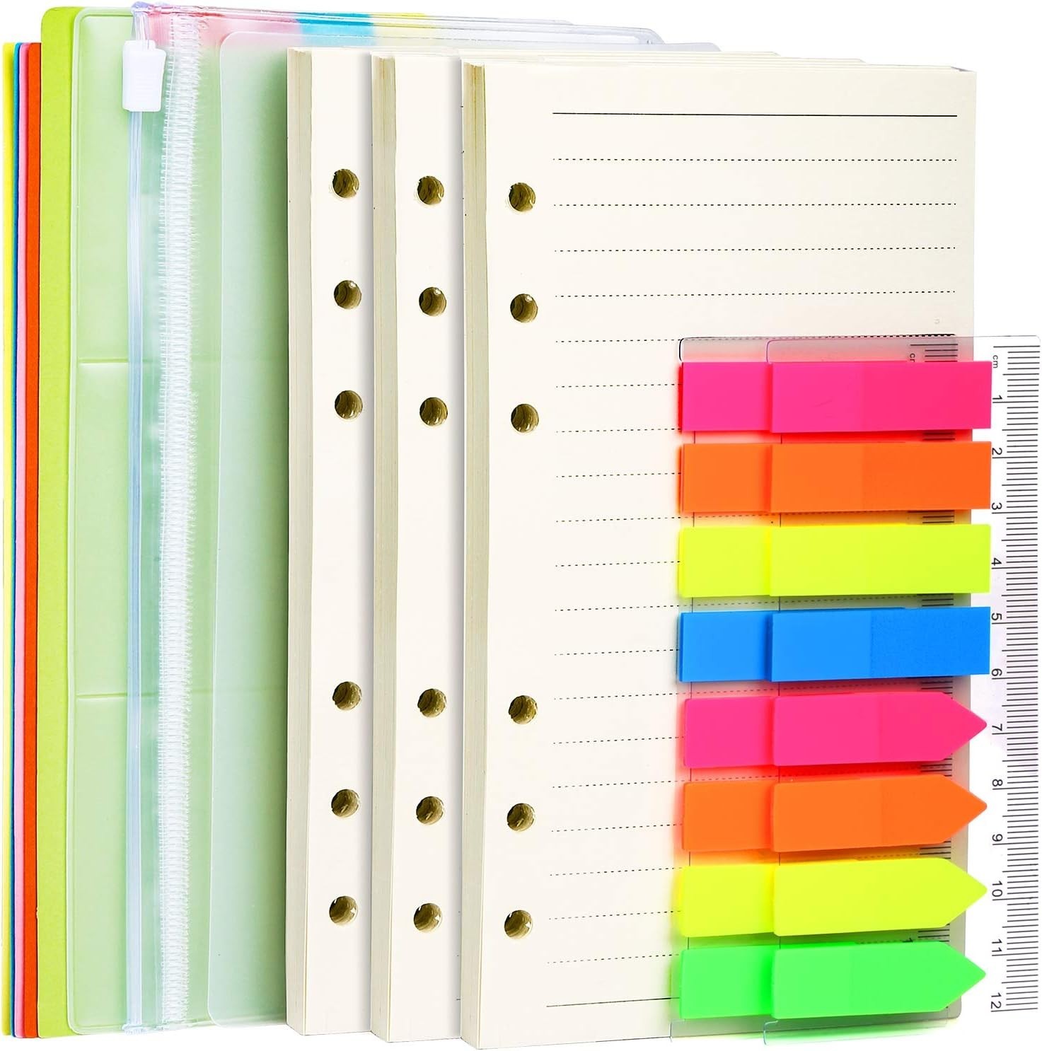 A6 Refill Paper Kit with Dividers Pockets and Index Tabs for Planners