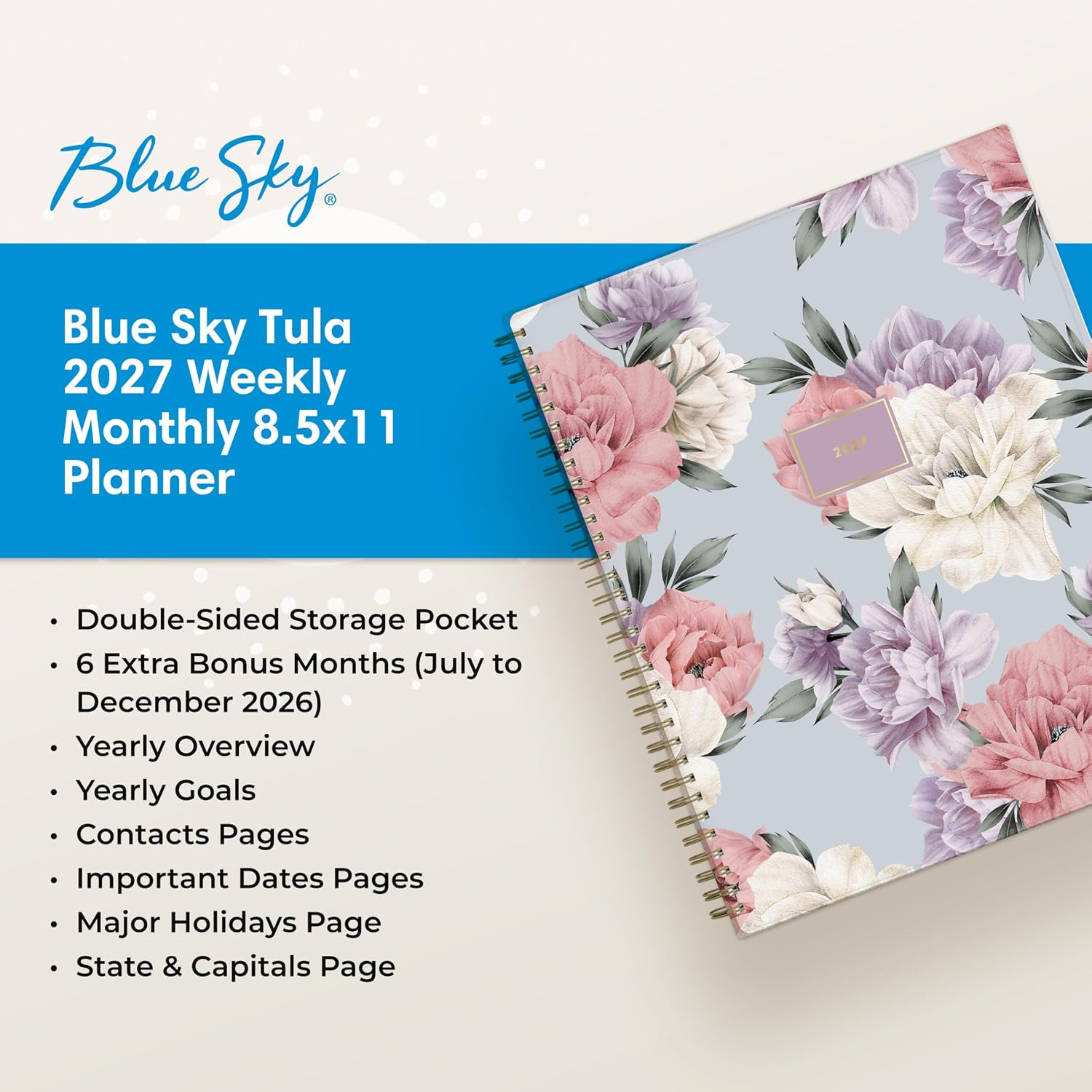 2027 Weekly and Monthly Planner Calendar, January 2027 – December