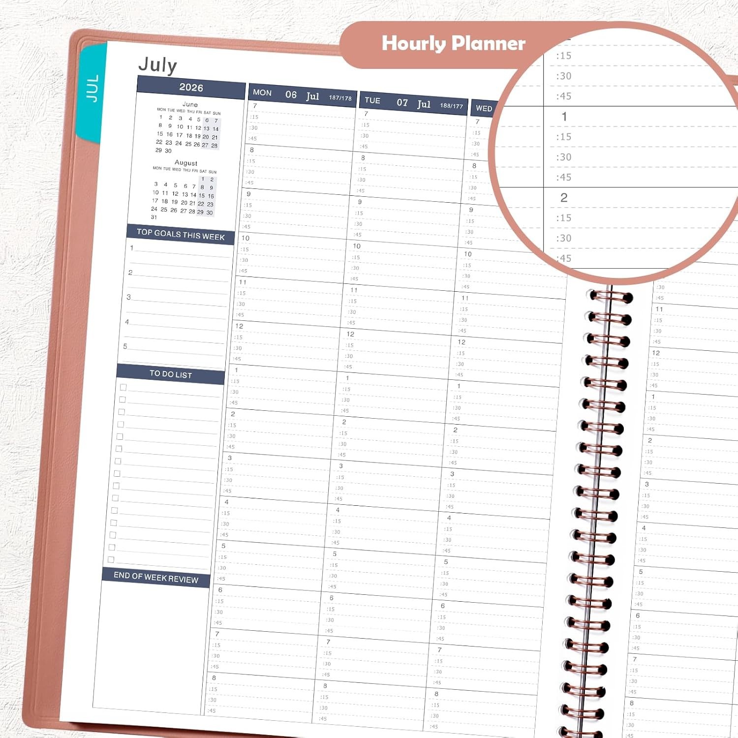2026-2027 Weekly Planner – 9×11 with Twin-Wire Binding & Leather Finish