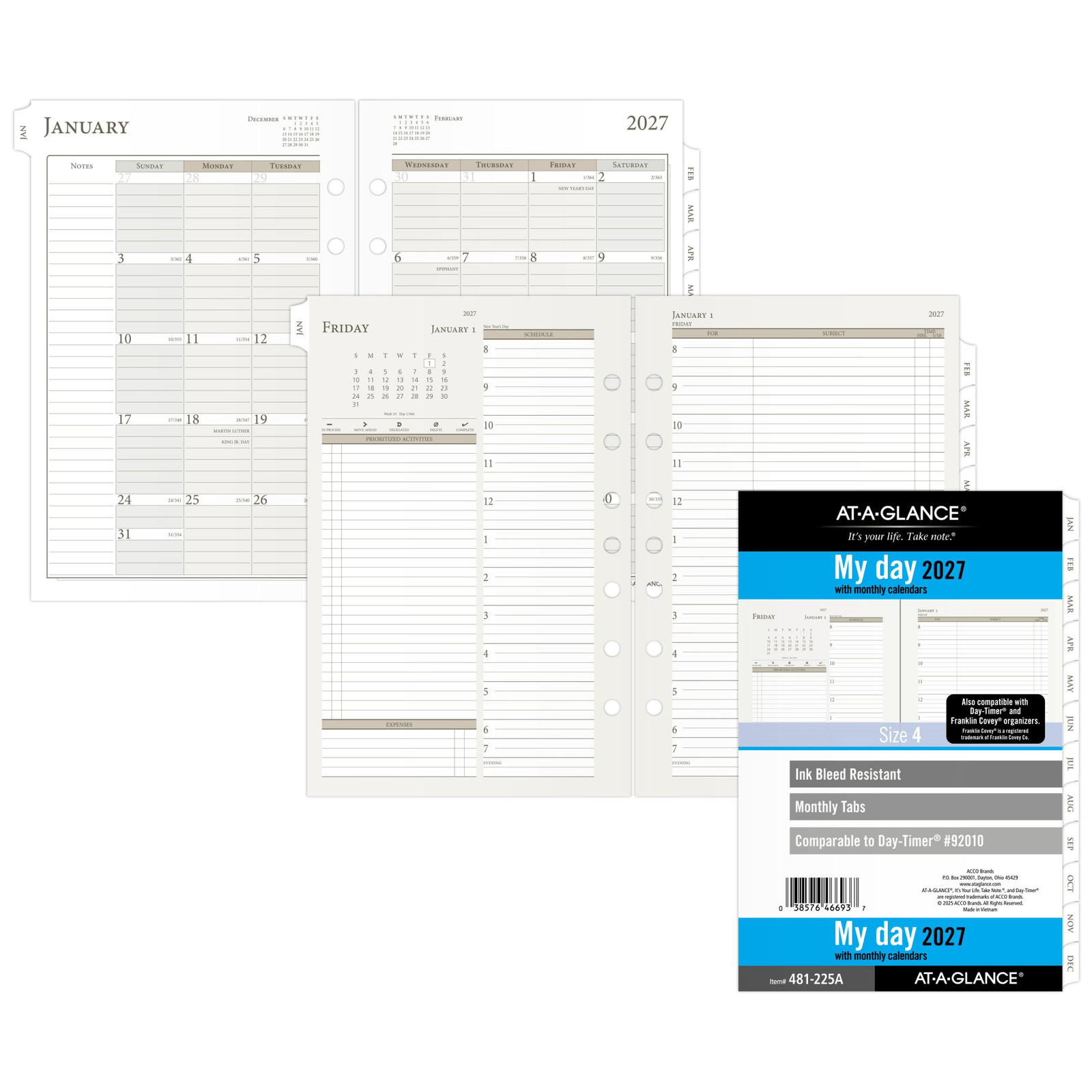 AT-A-GLANCE 2027 Daily Monthly Planner Two Page Per Day Refill