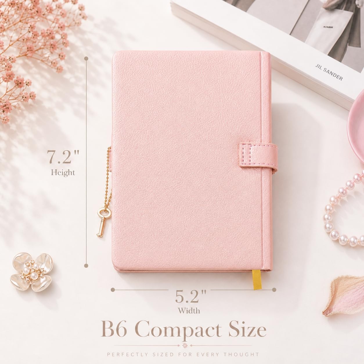 Diary with Lock & Key – 5.31×6.89 Inch, 144 Pages, Pink Heart Journal – Gift Box