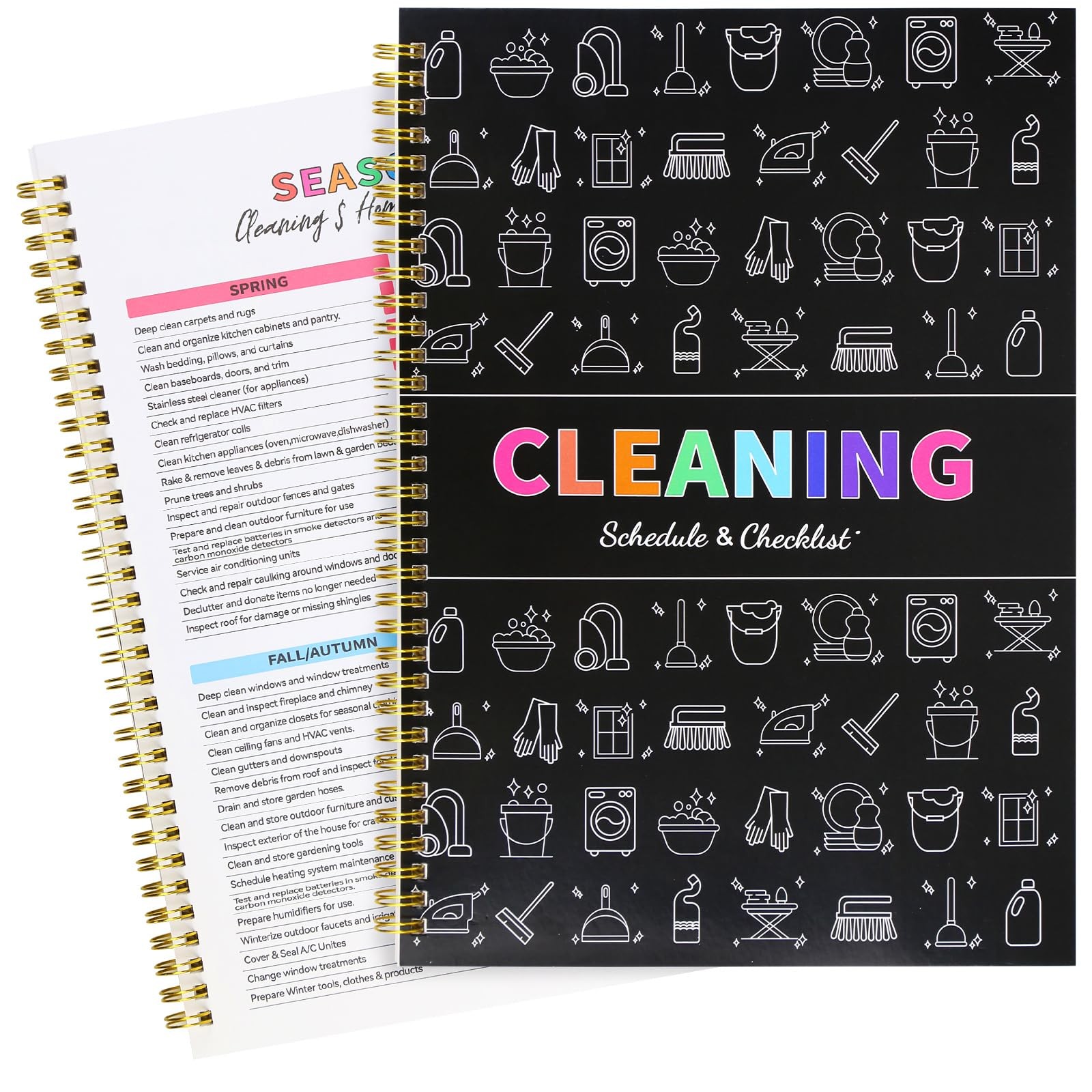 ADHD Cleaning Planner, Schedule and 28.5x21cm/11.22×8.27inch, Black