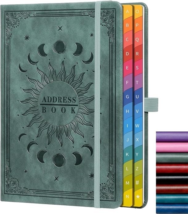 Address Book with Colorful Alphabetical Tabs 8.4″ x 5.7″ – Hardcover Contact …
