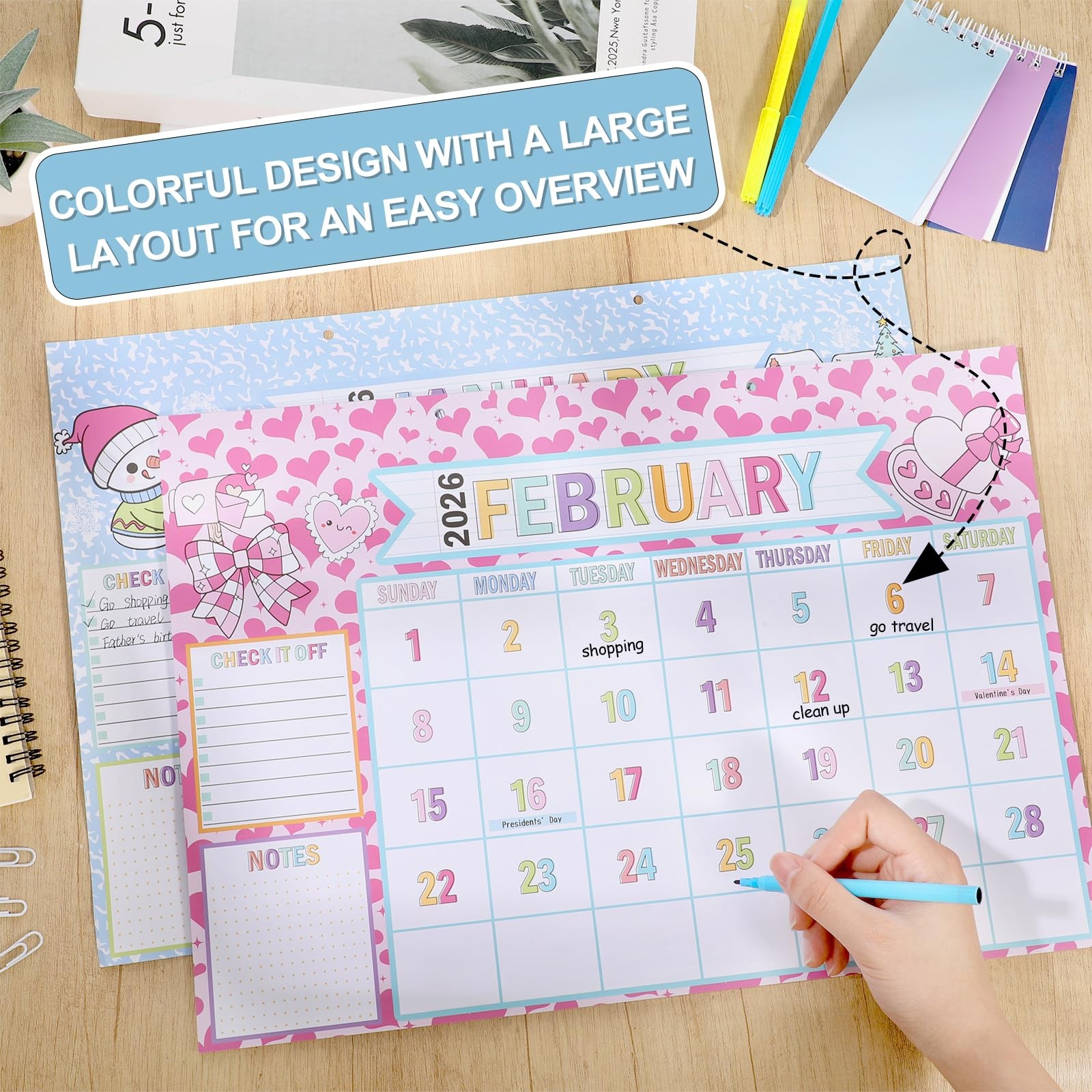 Large Desk Calendar 2026-2027 18 Month Desktop Composition Notebook…