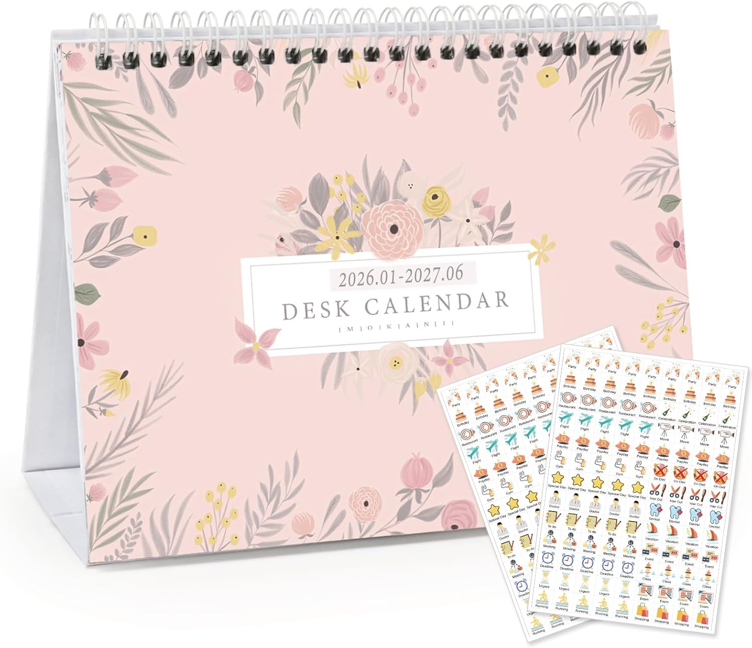 Small Desk Calendar 2026-2027, Mokani Standing Desktop Calendar