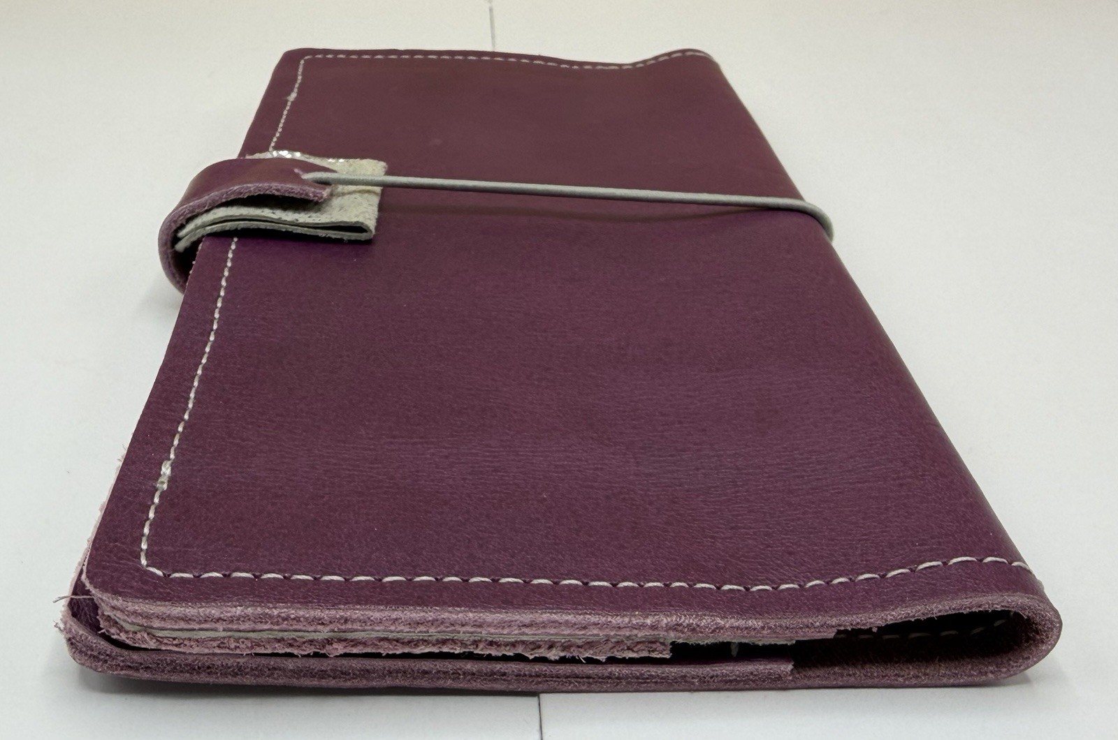 Handcrafted Personal Wide Traveler’s Notebook Purple Leather Silver Folio Cover
