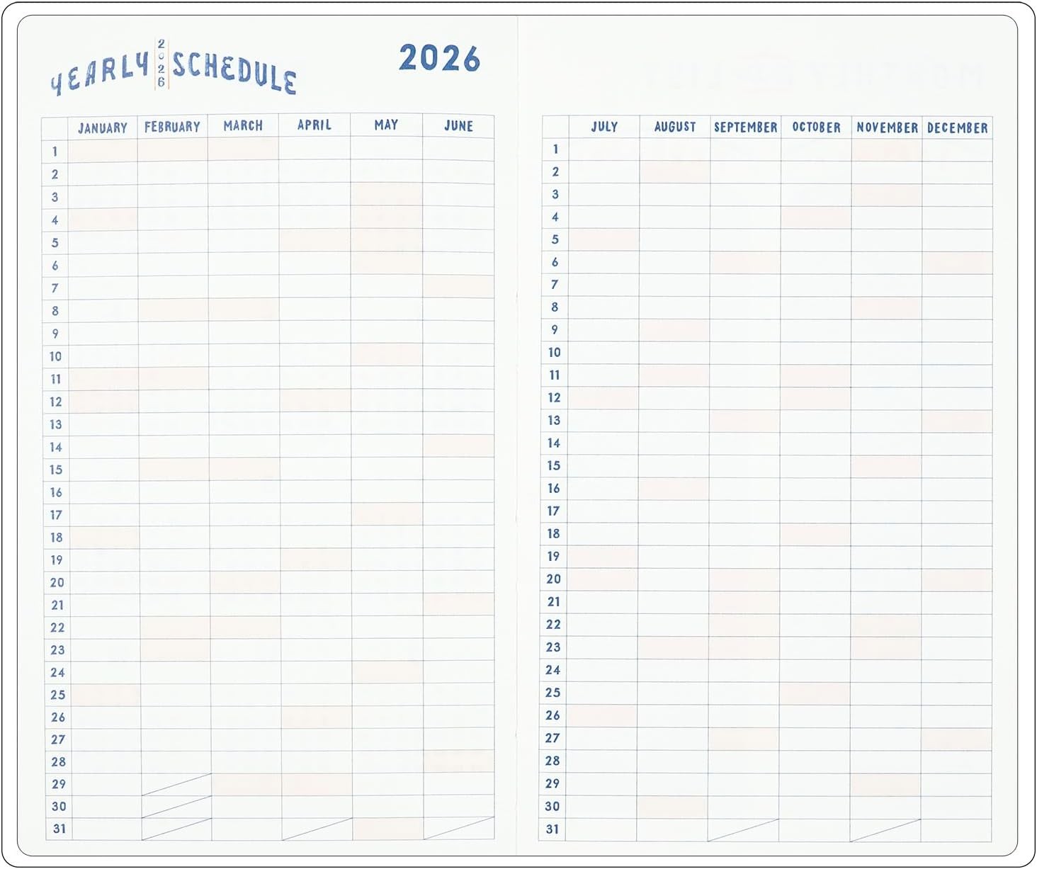Greeting Life Chalk Boy Planner 2026 B6 Slim Monthly Hard Cover White CD-1410-CB