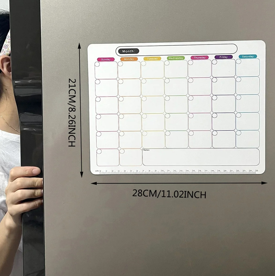1pc Magnetic Monthly Weekly Planner Fridge Calendar Message Board – note sticker