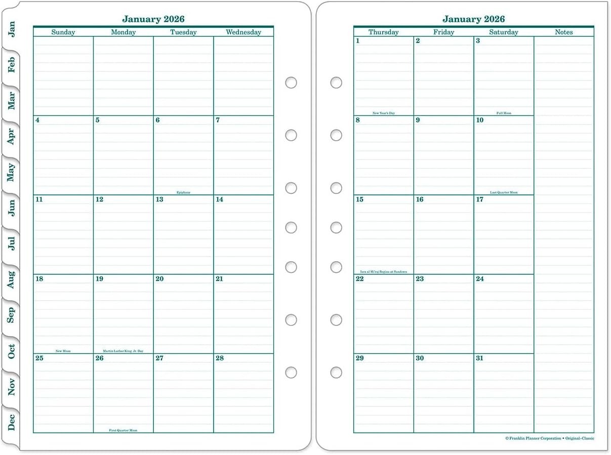 2026 Daily Planner 5.5×8.5″ Classic Size, 2 Pages/Day, USA Crafted
