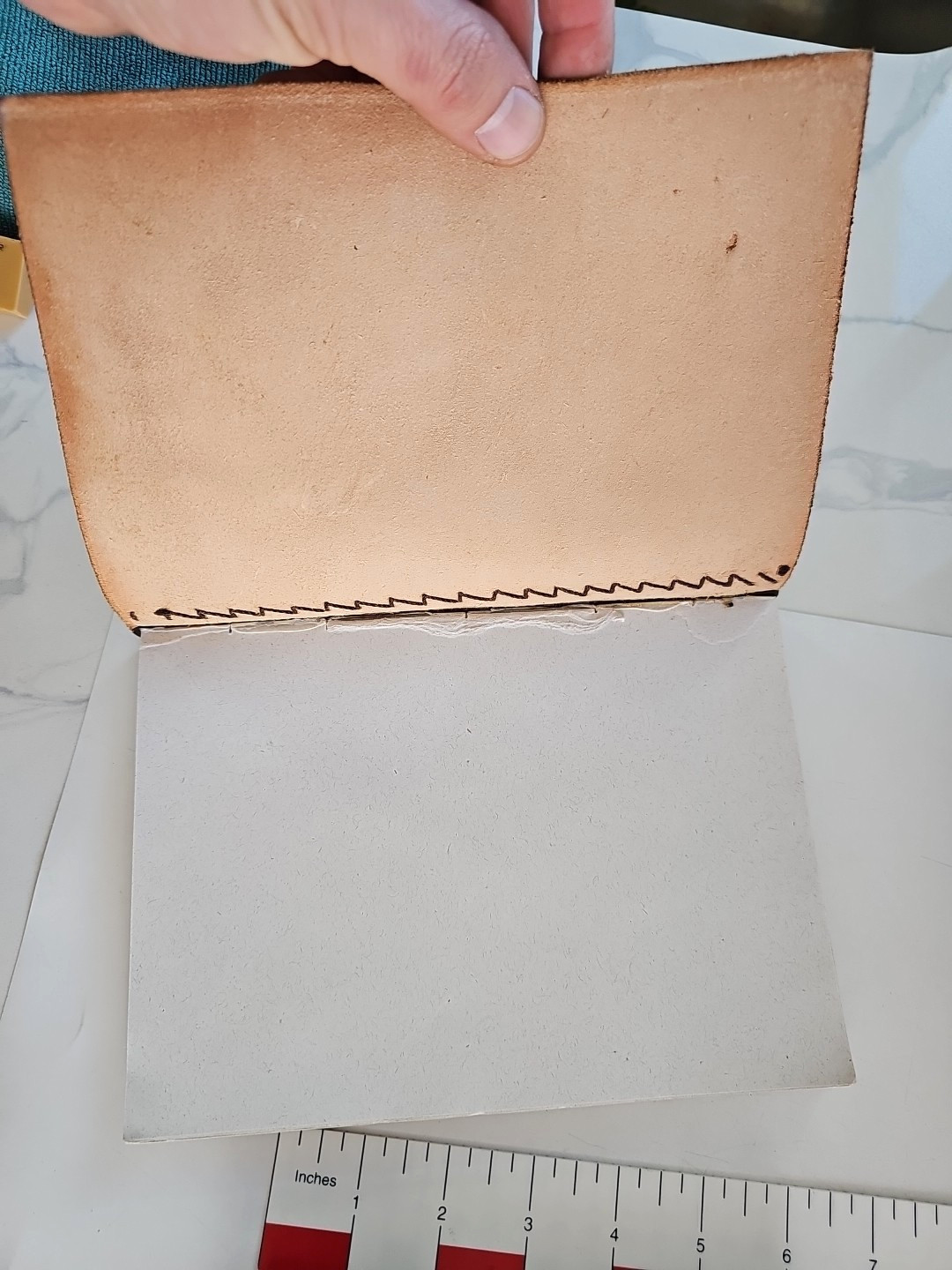 Lot of 2 Tooled Handmade Leather Blank Journals Brown Unlined (Almost Unused)