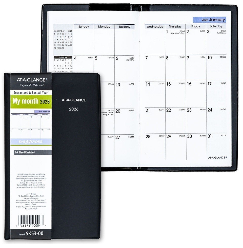 2026 At-A-Glance DayMinder SK53-00 Monthly Pocket Planner, 3-1/2 x 6″