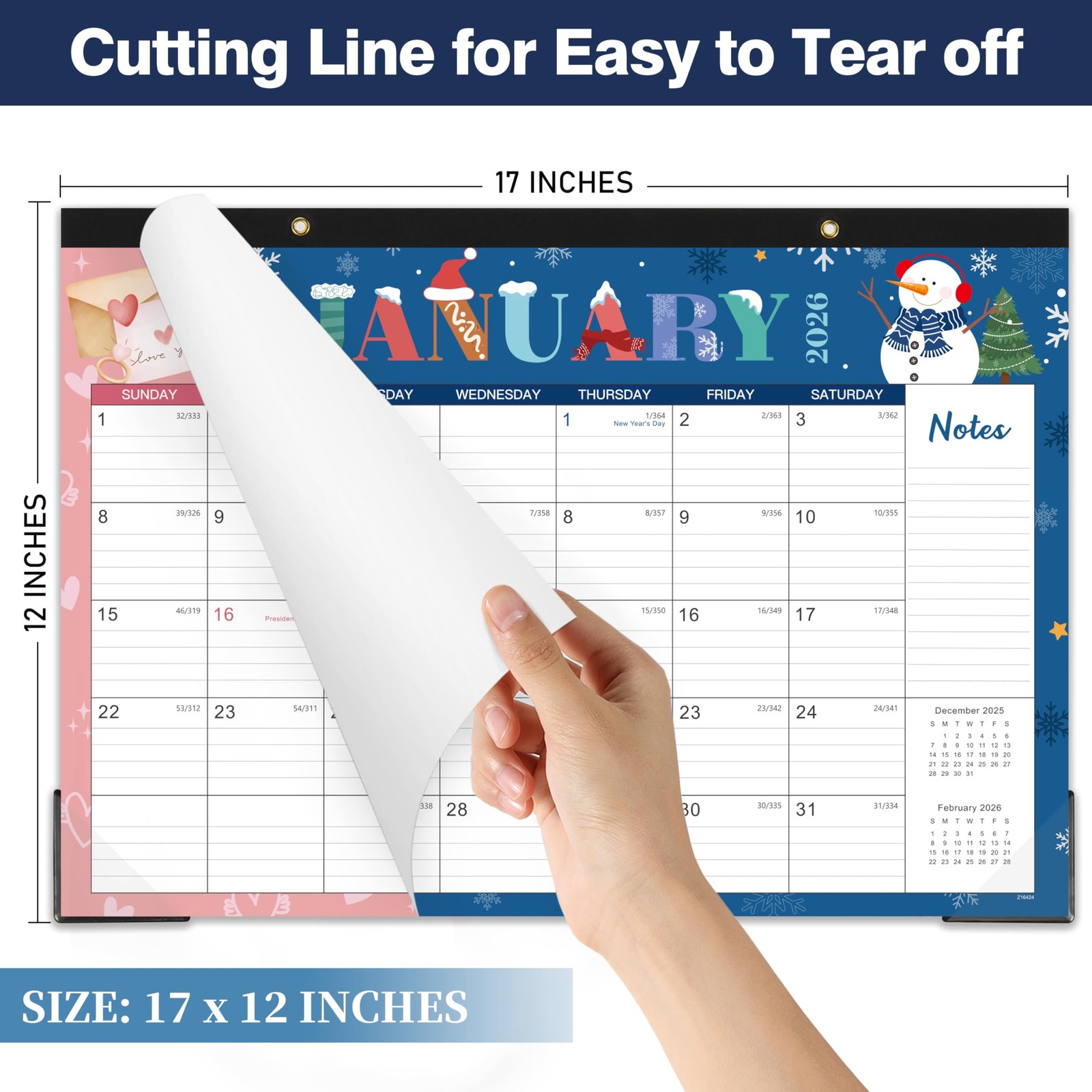 2026-2027 Desk Calendar – Runs from January 2026 to Multi