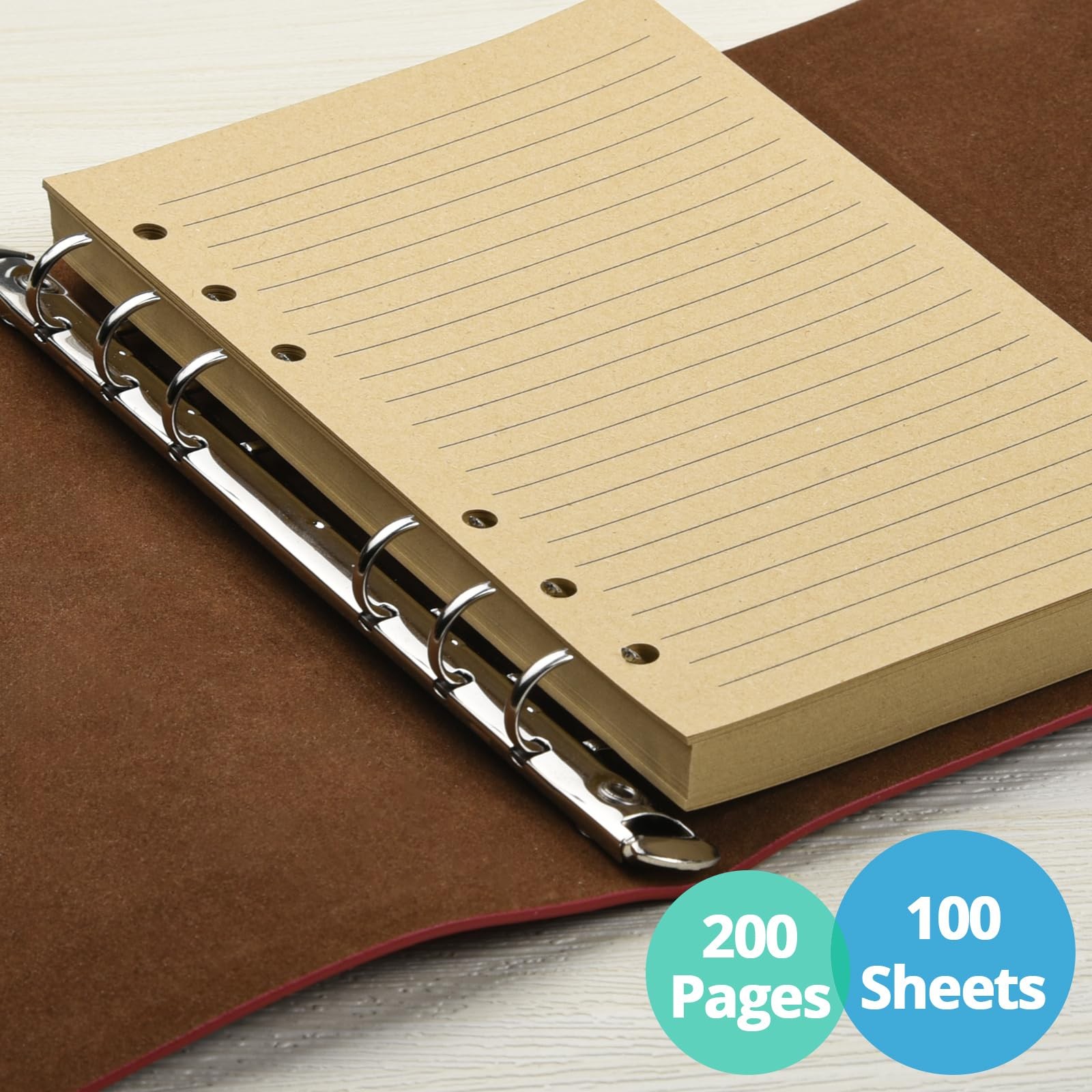 MALEDEN A6 Lined Paper Refills 200 Pages for 5×7 Journal Notebook Inserts