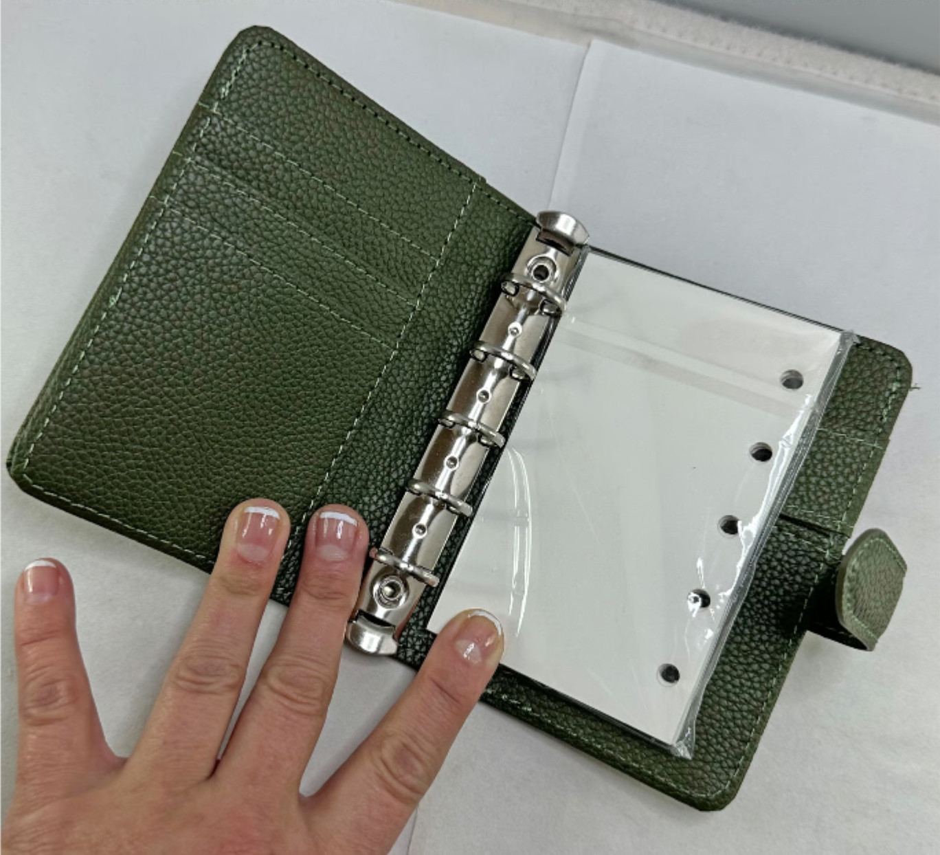 Olive Pebbled Leather Pocketbook with Planner