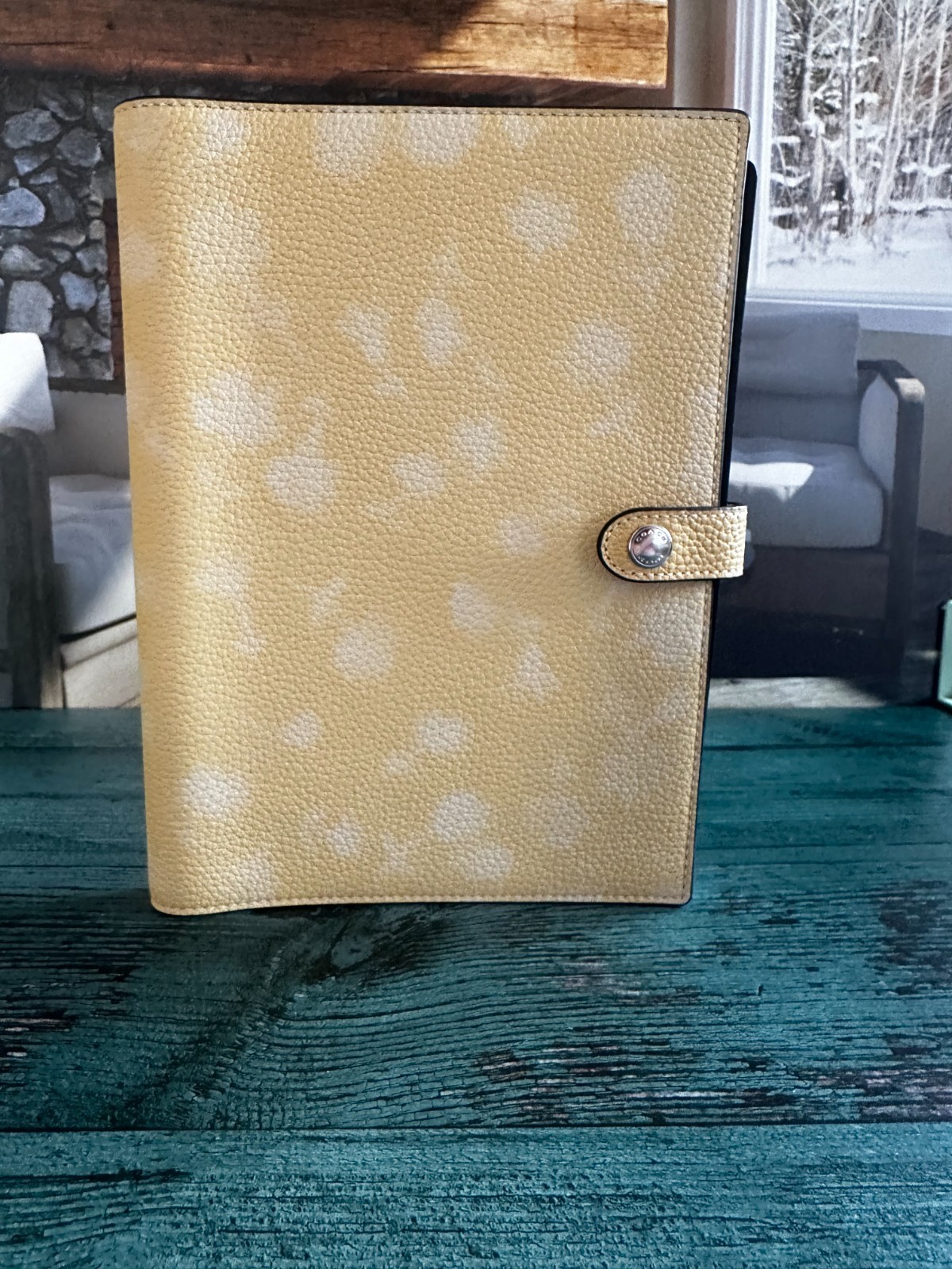 COACH Notebook with Floral Print CDY00 Silver/Washed Yellow NEW!