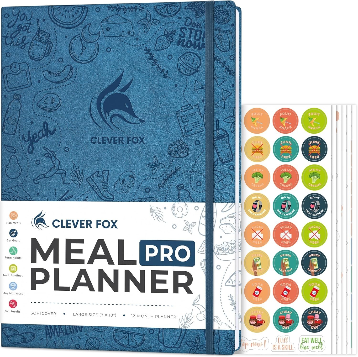Weekly Meal Planner Grocery List Fitness & Nutrition Journal Mystic Blue