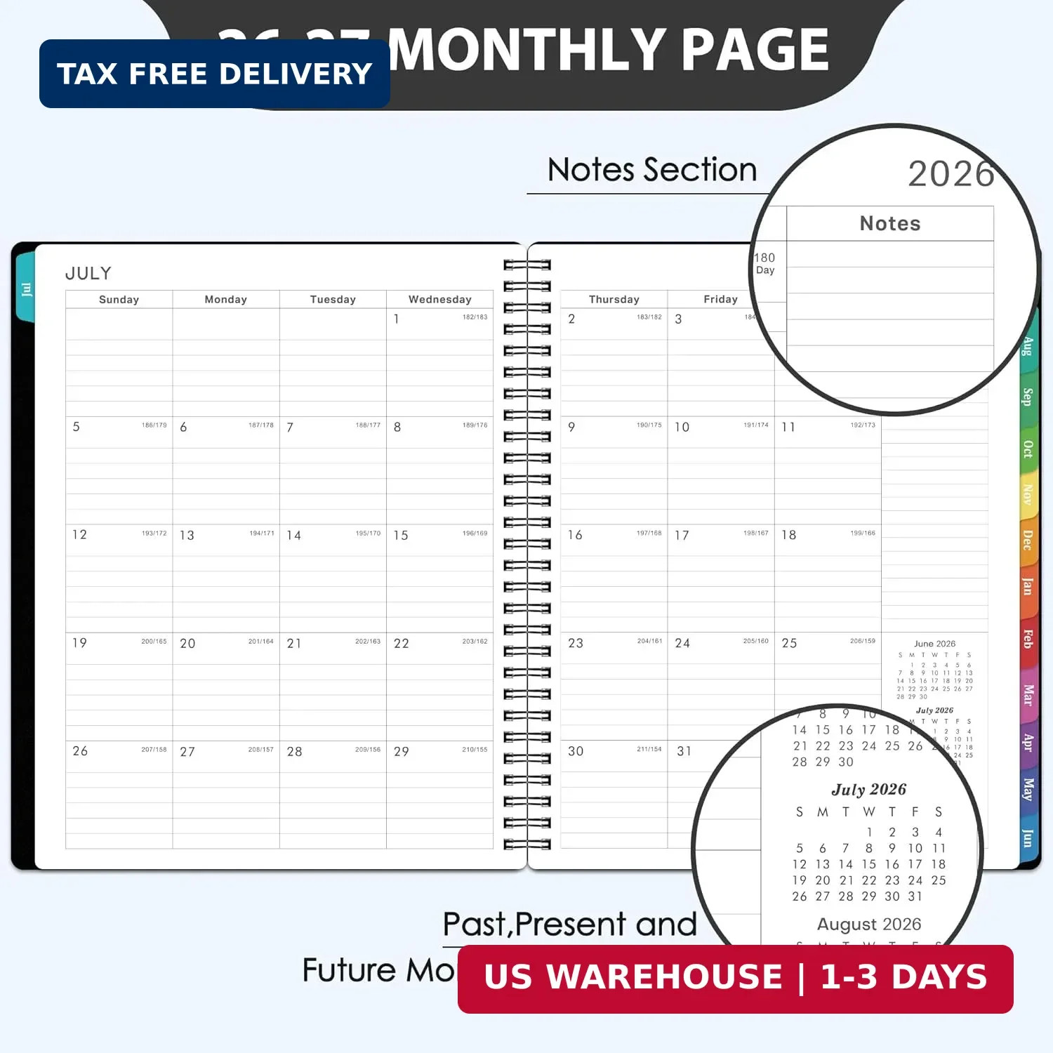 Planner 2026-2027 – 8” x 10”, JUL 2026 to JUN 2027, 2026-2027 Calendar, Weekly