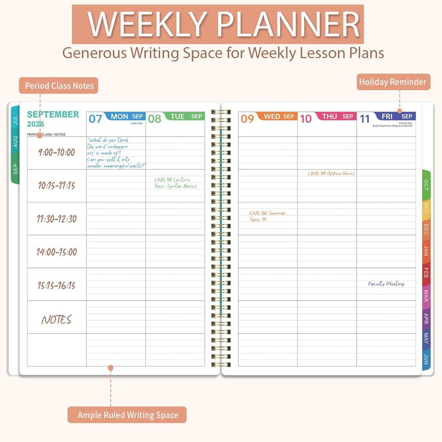 8.5″ x 11″ Teacher Planner July 2026 – June 2027,Academic Planner Lesson Planner