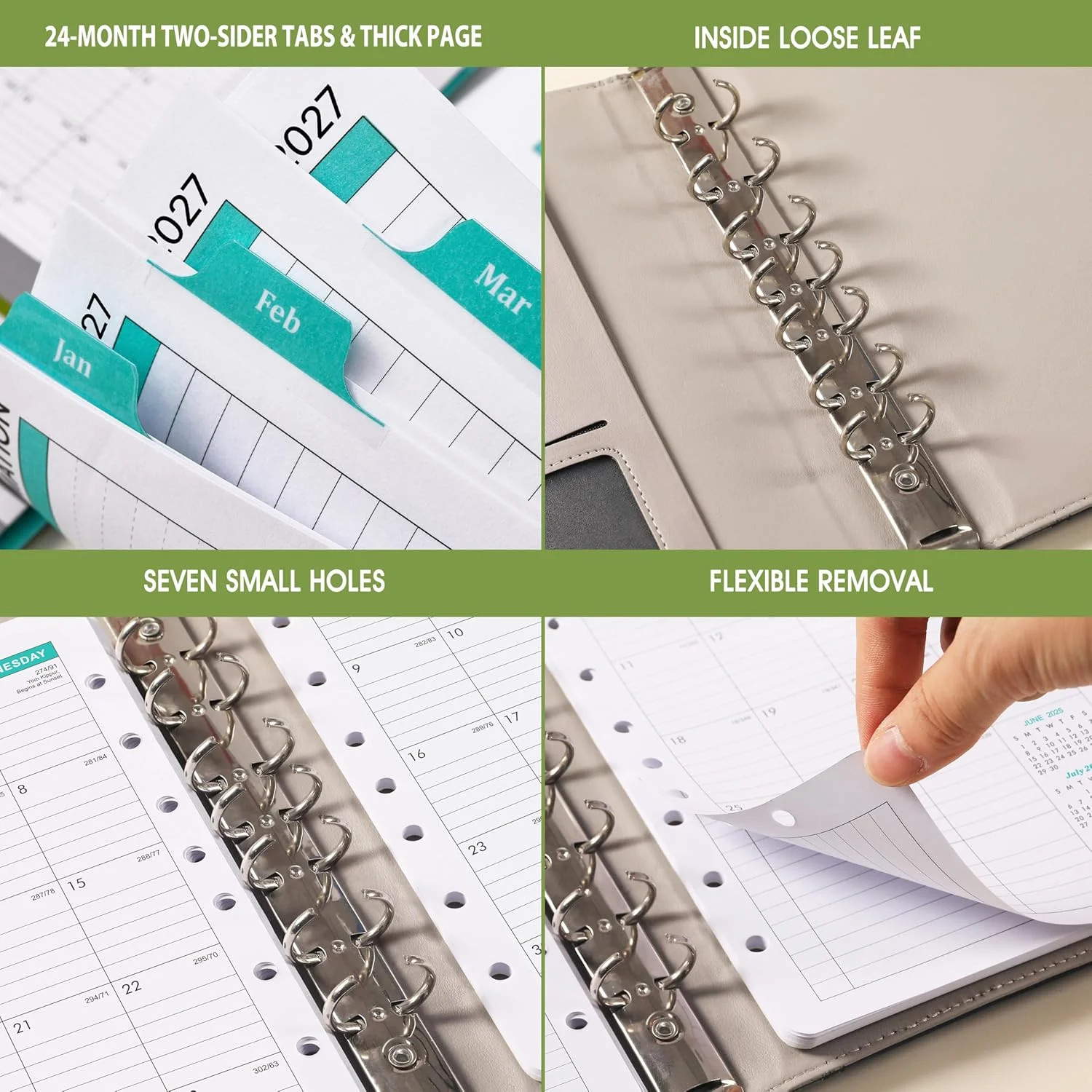 2026-2028 Monthly Planner Refill – Planner Inserts with 7-Hole Punched, 5-1/2″ X