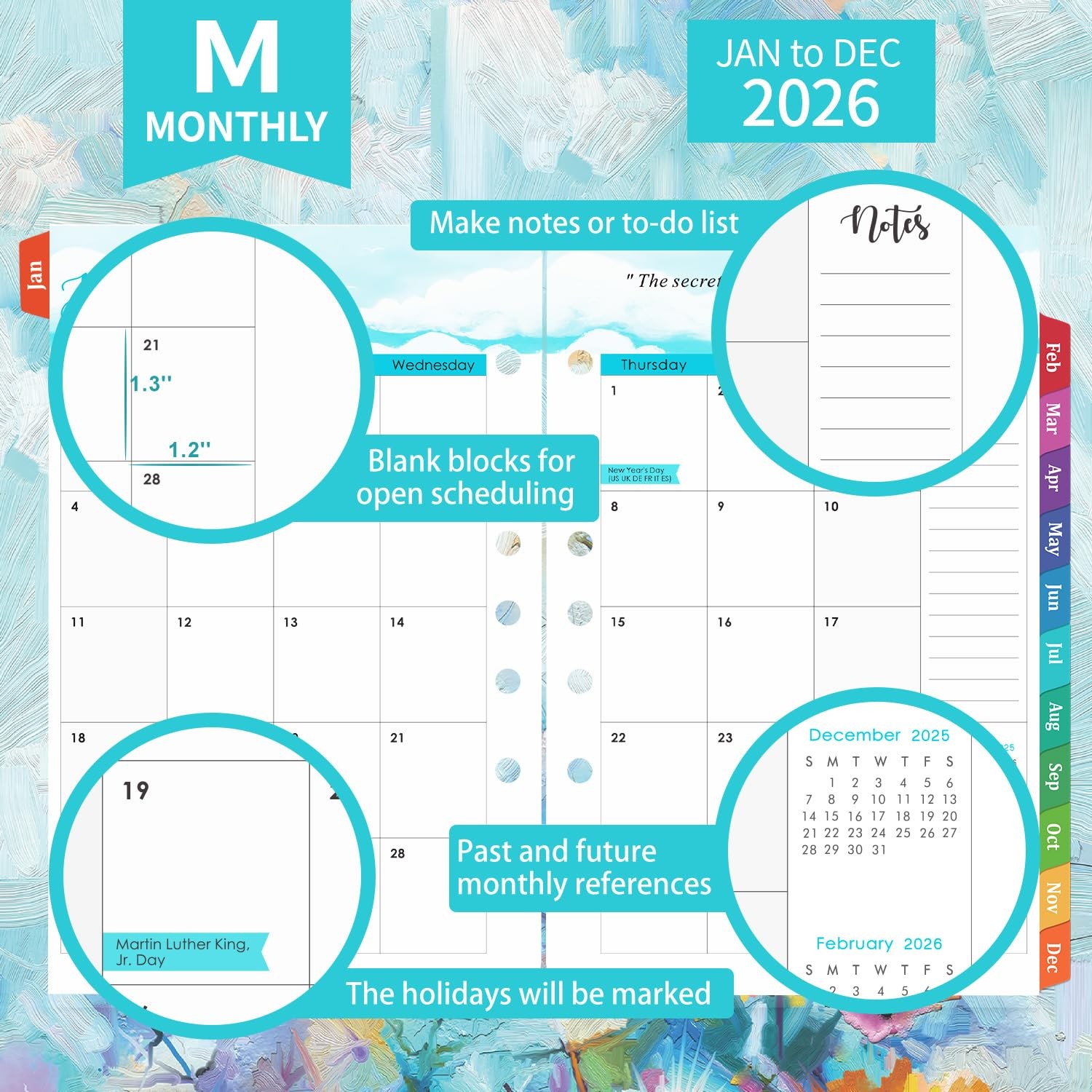 2026 Planner Refills – Inserts with 7-Hole Punched, 5-1/2″ multicolor