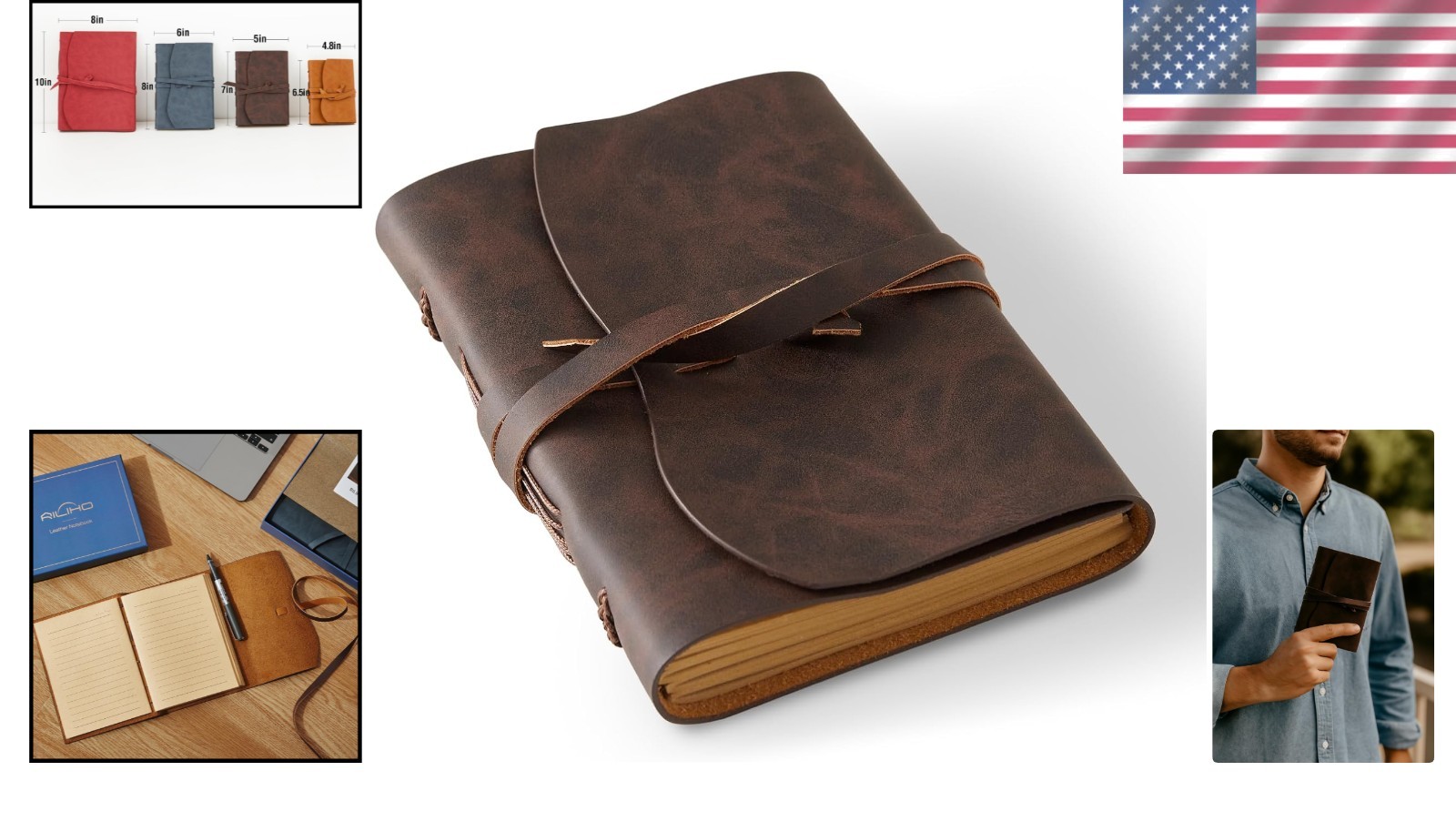 Stylish Handmade Leather Journal – 4.8×6.5, Ideal for Writing & Sketching