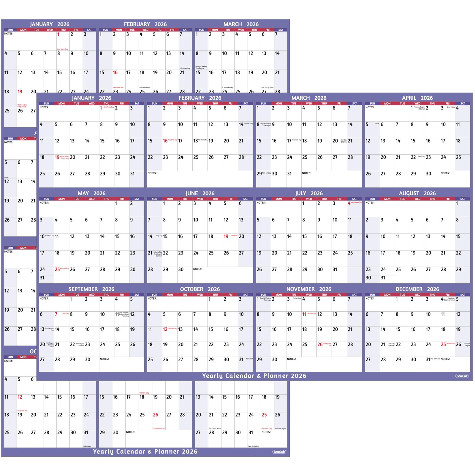 2026 Dry Erase Calendar – Large Yearly Wall calendar 2026, 38.2” x 25.2”,…