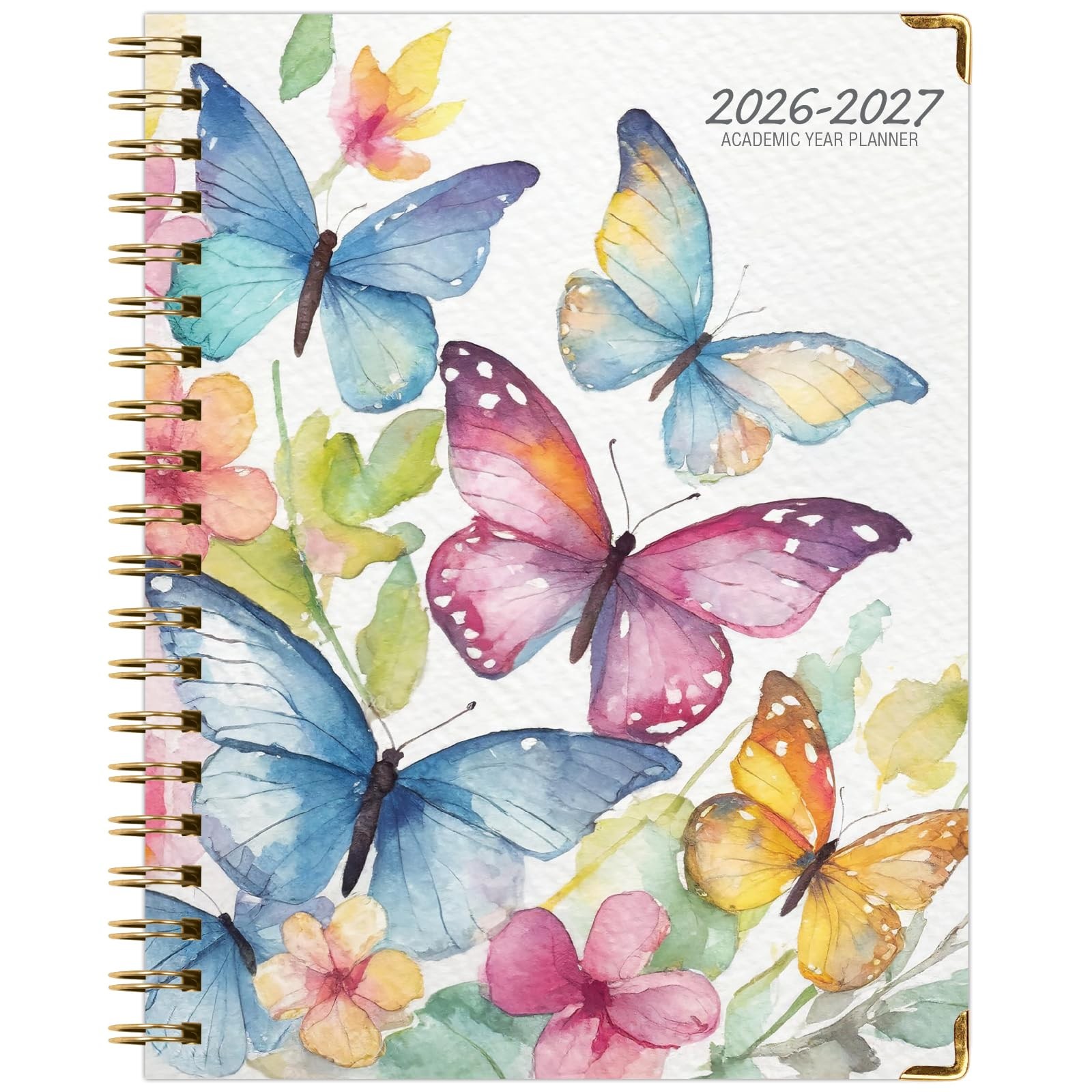 HARDCOVER Academic Year 2026-2027 Planner: 8.5″ x 11″, Watercolor Butterflies