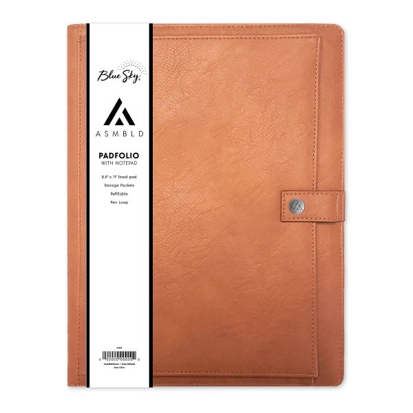 Padfolio with Notepad Letter Size Tan Faux Leather Portfolio