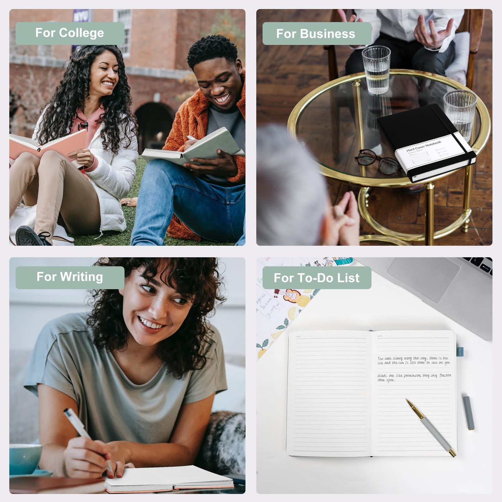 CAGIE Lined Journal Notebook for Women Men 320 Pages 100 Gsm Paper A5, Green