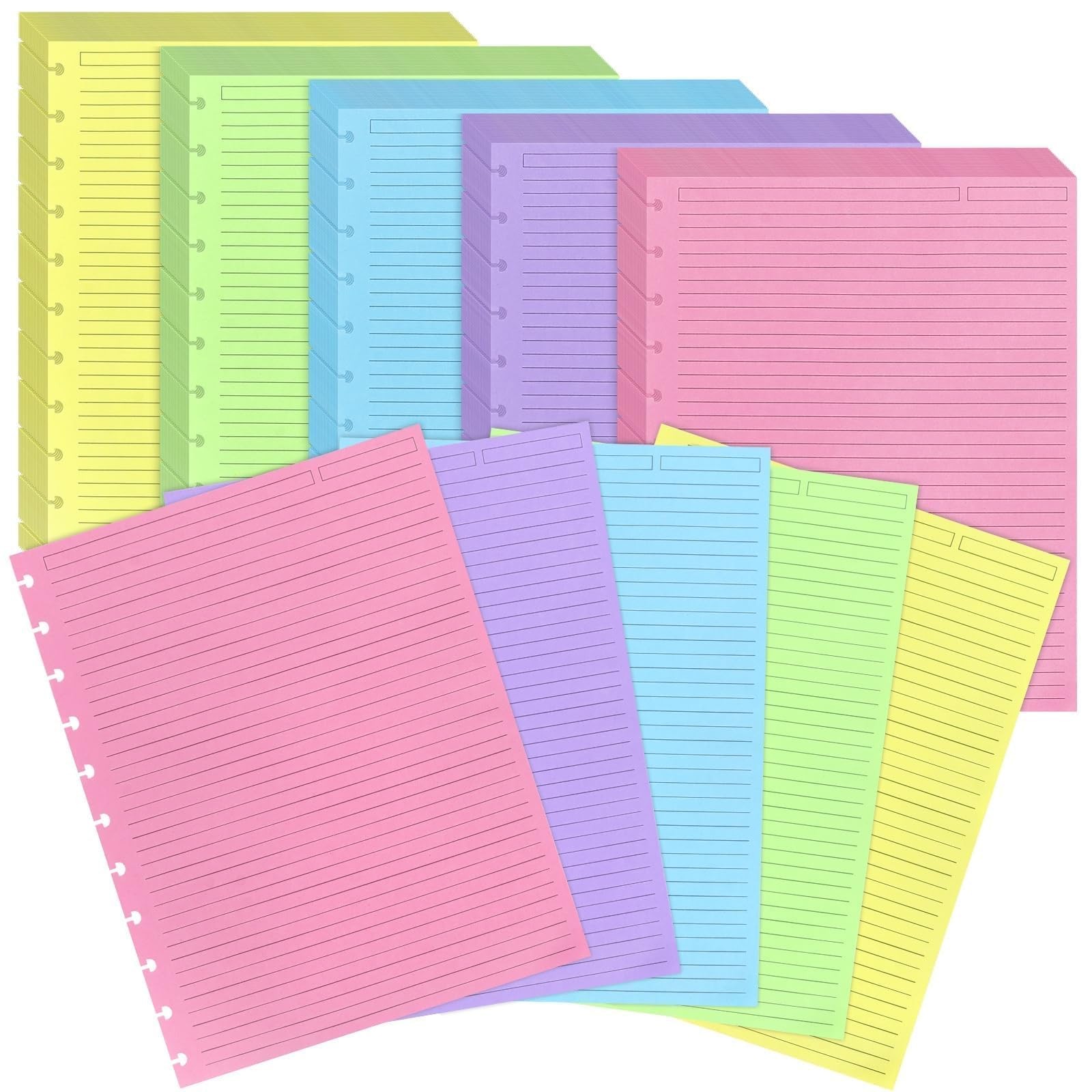 Discbound Refill Paper 120 Sheets, Letter Size, pink blue yellow green purple