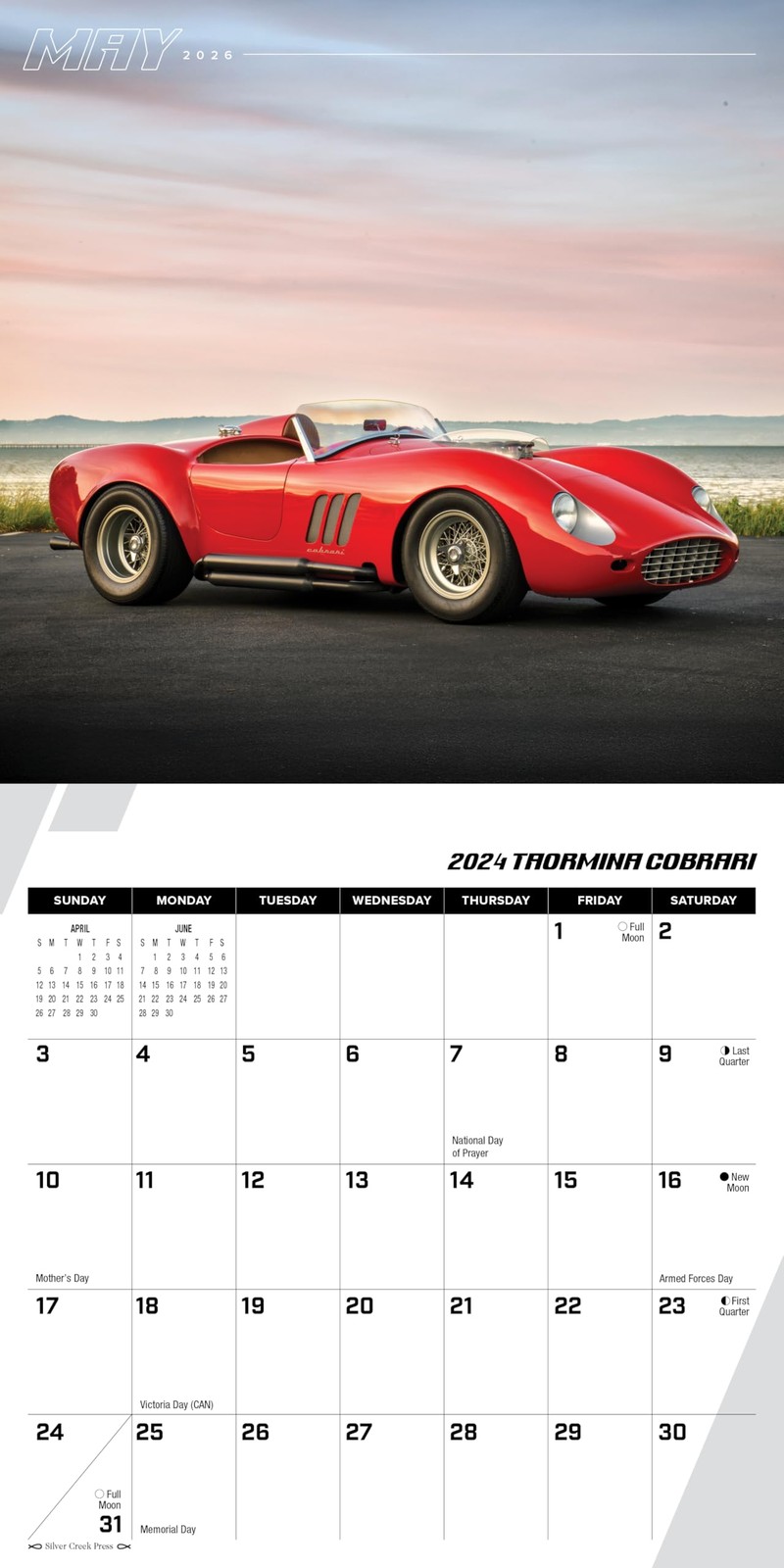 Silver Creek Press 2026 Super Cars Calendar – (7×7 MINI Calendar) – 2026