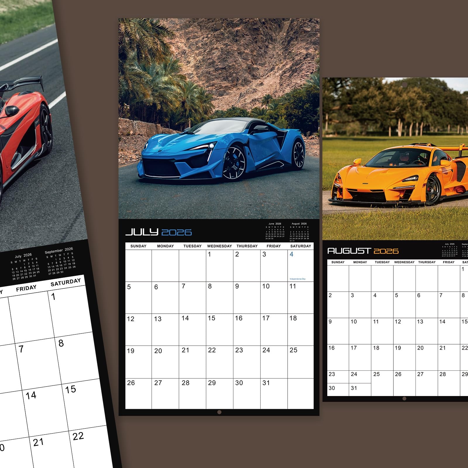 Wall Calendar 2026-2027 – Cars from Jul. 2026 to Dec. 2027, multi
