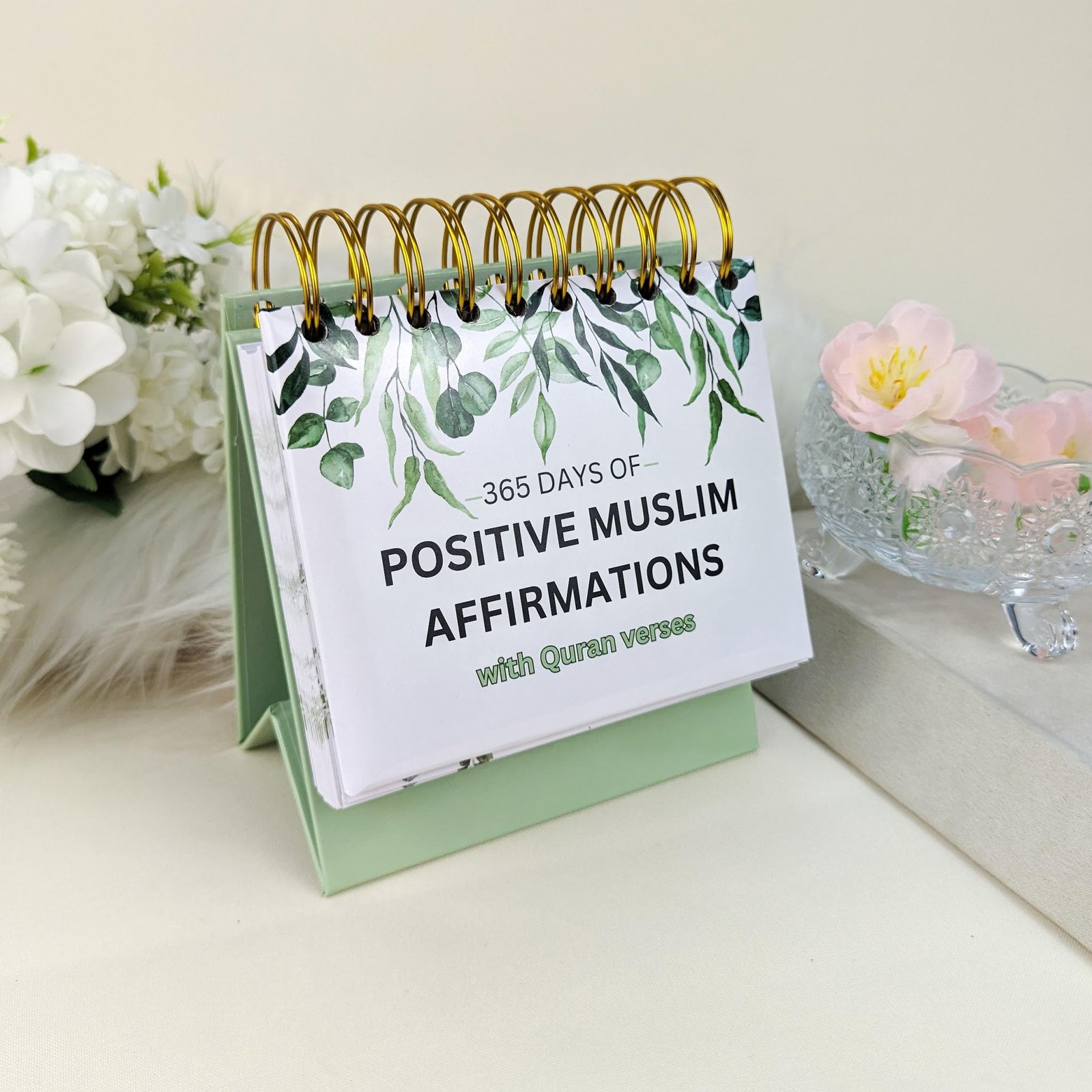 Islamic Positive Affirmations with Quran Verses, A6, Green