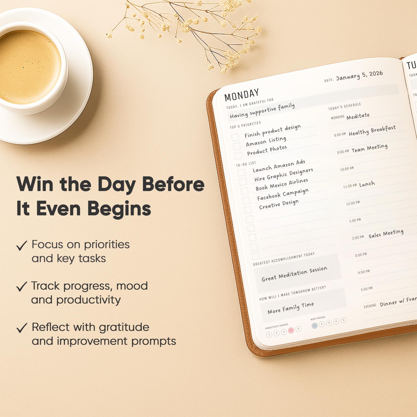 Daily Planner 2026 (5″ x 8″) – The Ultimate Daily Workflow Planner with Hourl…