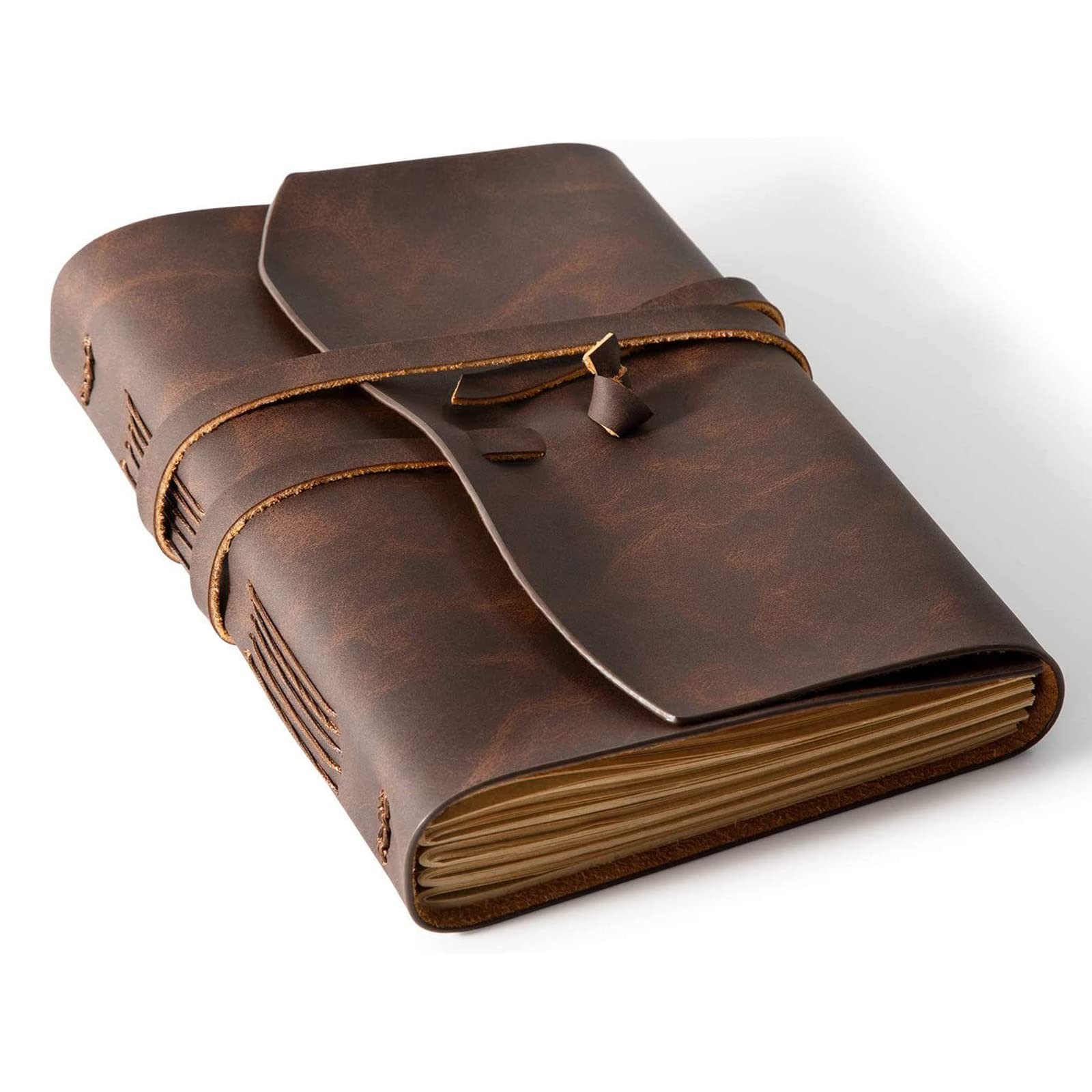 RILIHO Leather Journal Notebook – Genuine 5″x7.1″, Dark Brown