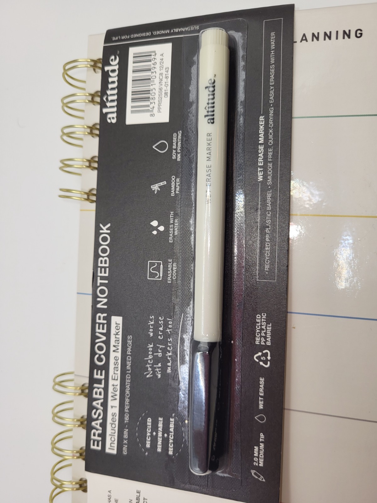 altitude Erasable Cover Notebook Weekly Planning Wet Erase Marker Perforated