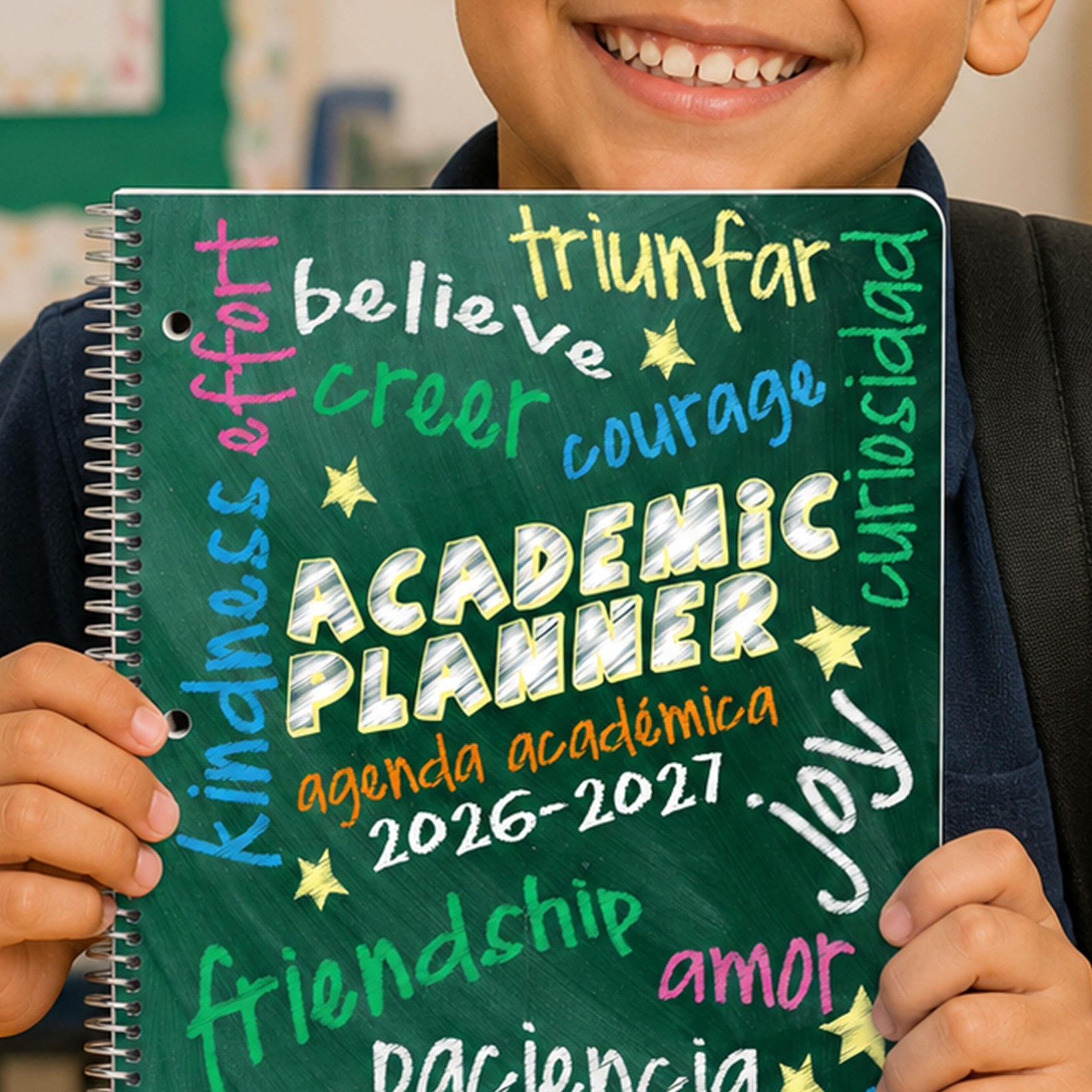 Bilingual Elementary Academic Planner for 2026-2027 School 8.5″ x 11″, Green