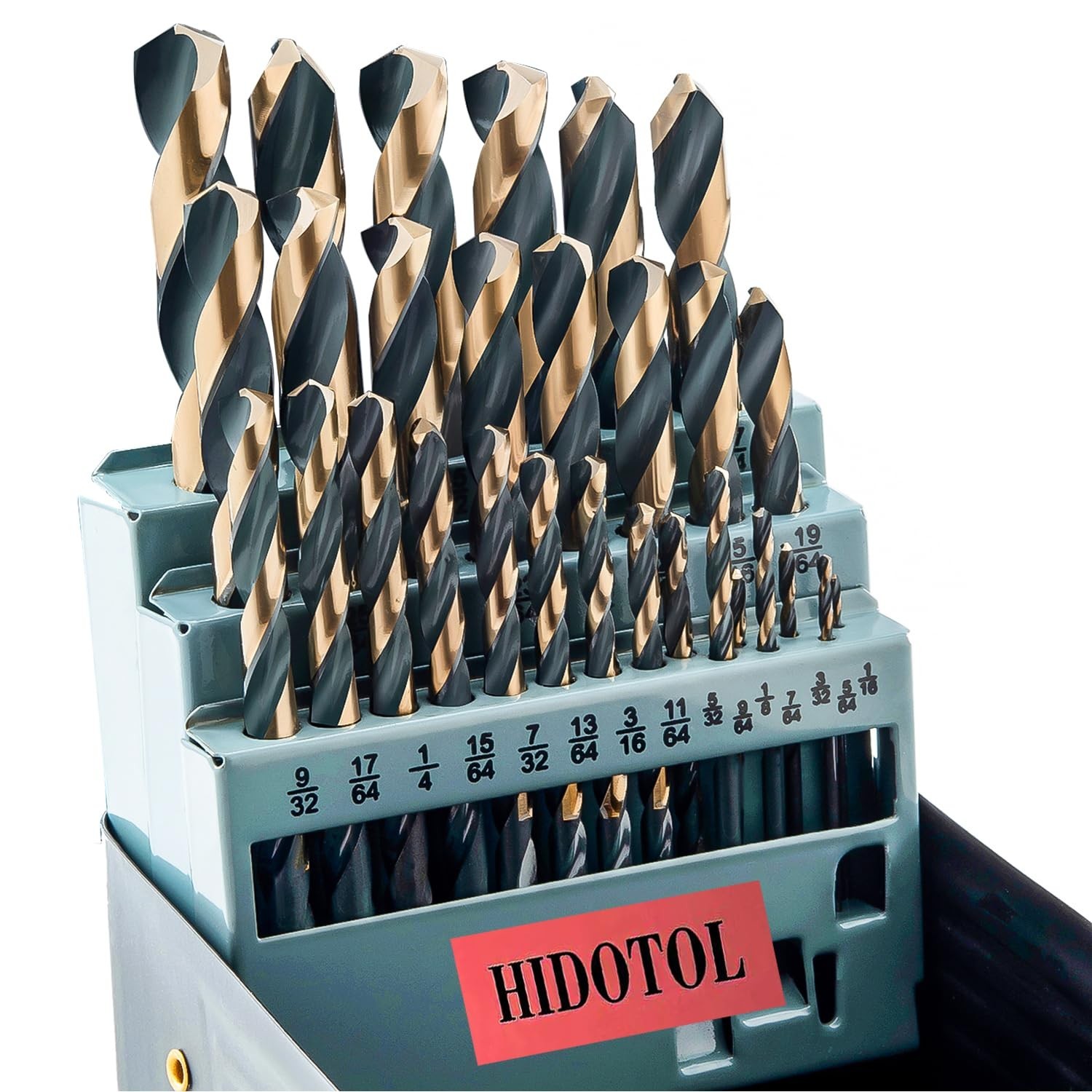 Drill Bit Set 29Pcs, 135 Degree Tip High Speed Steel with Black and… Fast Ship
