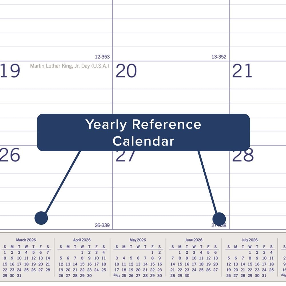 Blueline® 2026 DuraGlobe™ Monthly Desk Pad Calendar, 22″W x 17″H, Blue/White