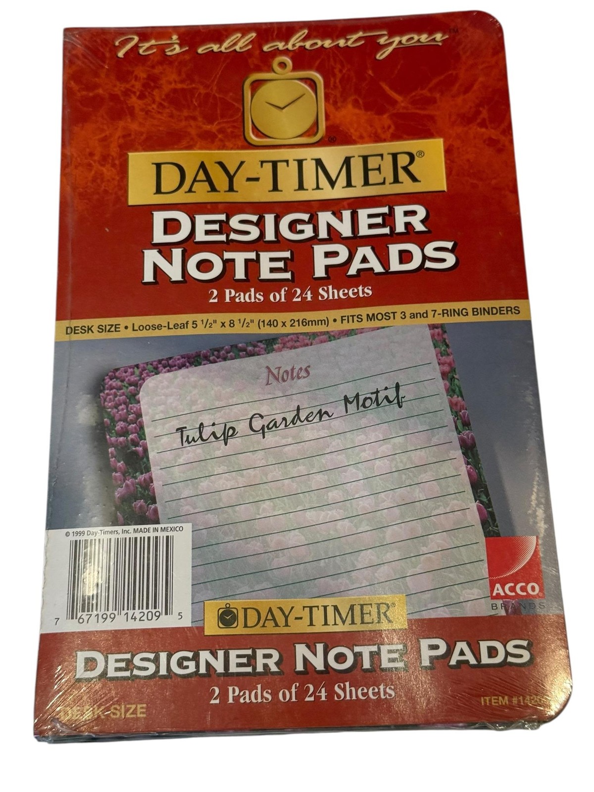 Day-Timer Note Pads 5.5” X 8.5” #14209 2 pads of 24 Sheets Fits 3 & 7 Ring NEW