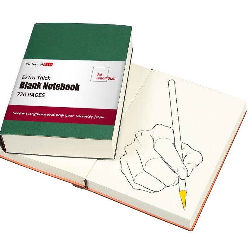 Extra Thick Blank Paper Notebook for Drawing Sketching Doodle A6 Size 720 Pages