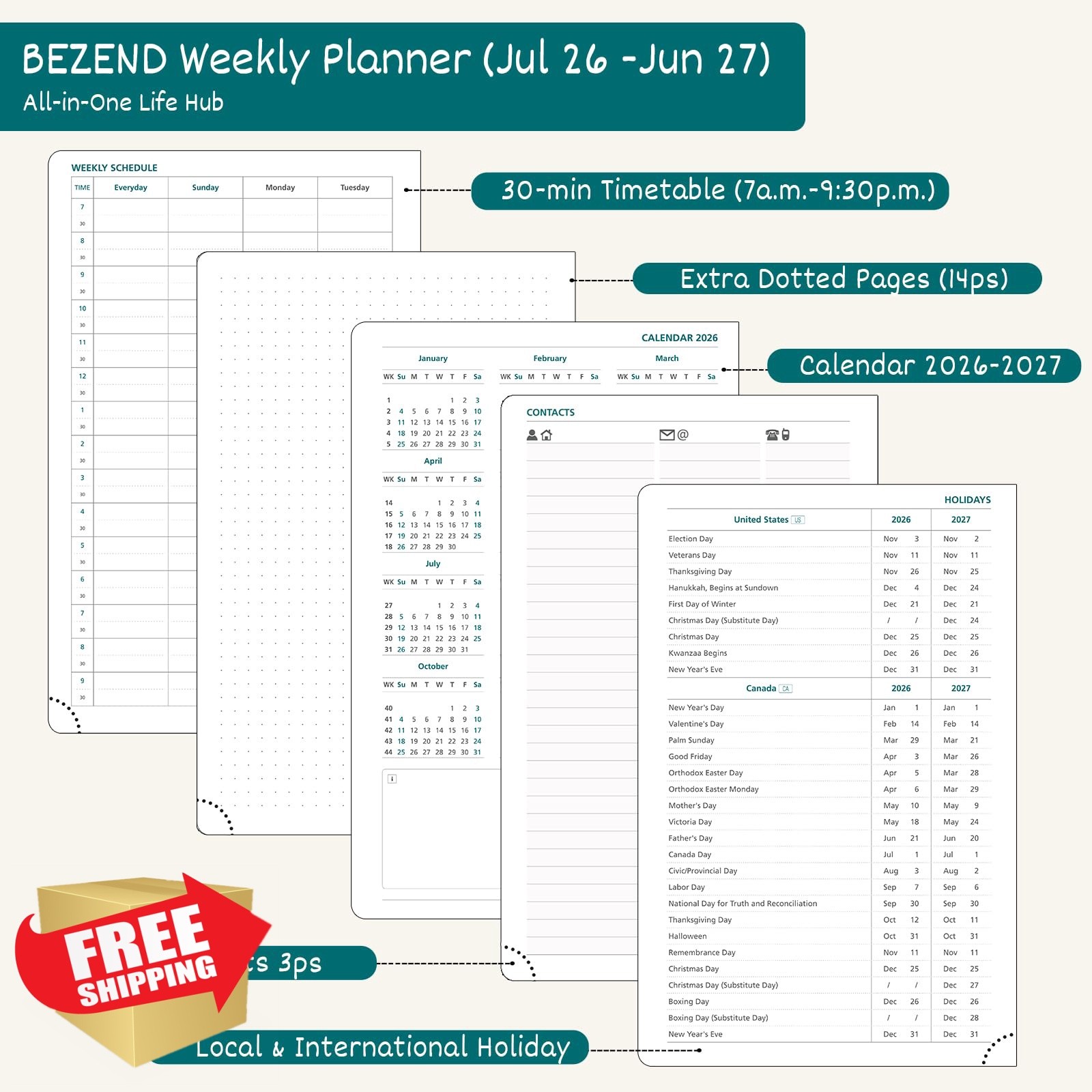 BEZEND Medium Brown Planner Jul 26-Jun 27