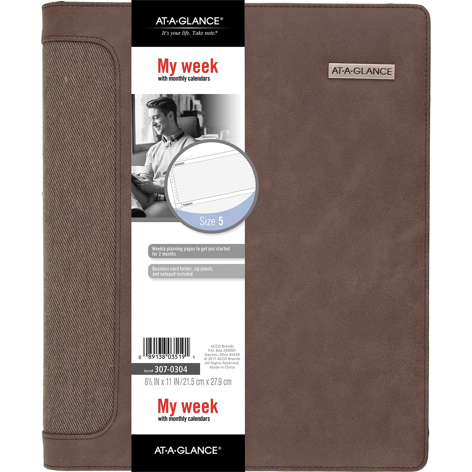 Day Runner Undated Harrison Leather Day Planner, 8-1/2-x-11-inch (307-0304), …