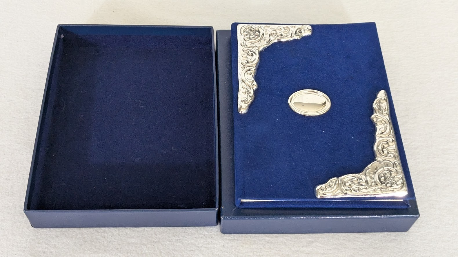 Vintage Sterling silver Adorned Address Book Blue velvet 5″ x 7″ New in Box