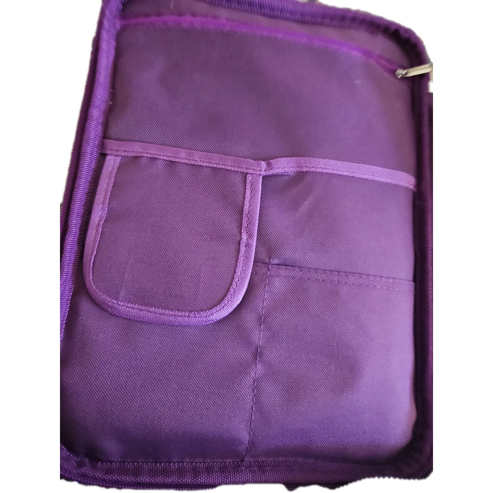 Purple Zip Around Organizer Case 13×9 – Chevron Pattern, Multi-Pocket Travel…