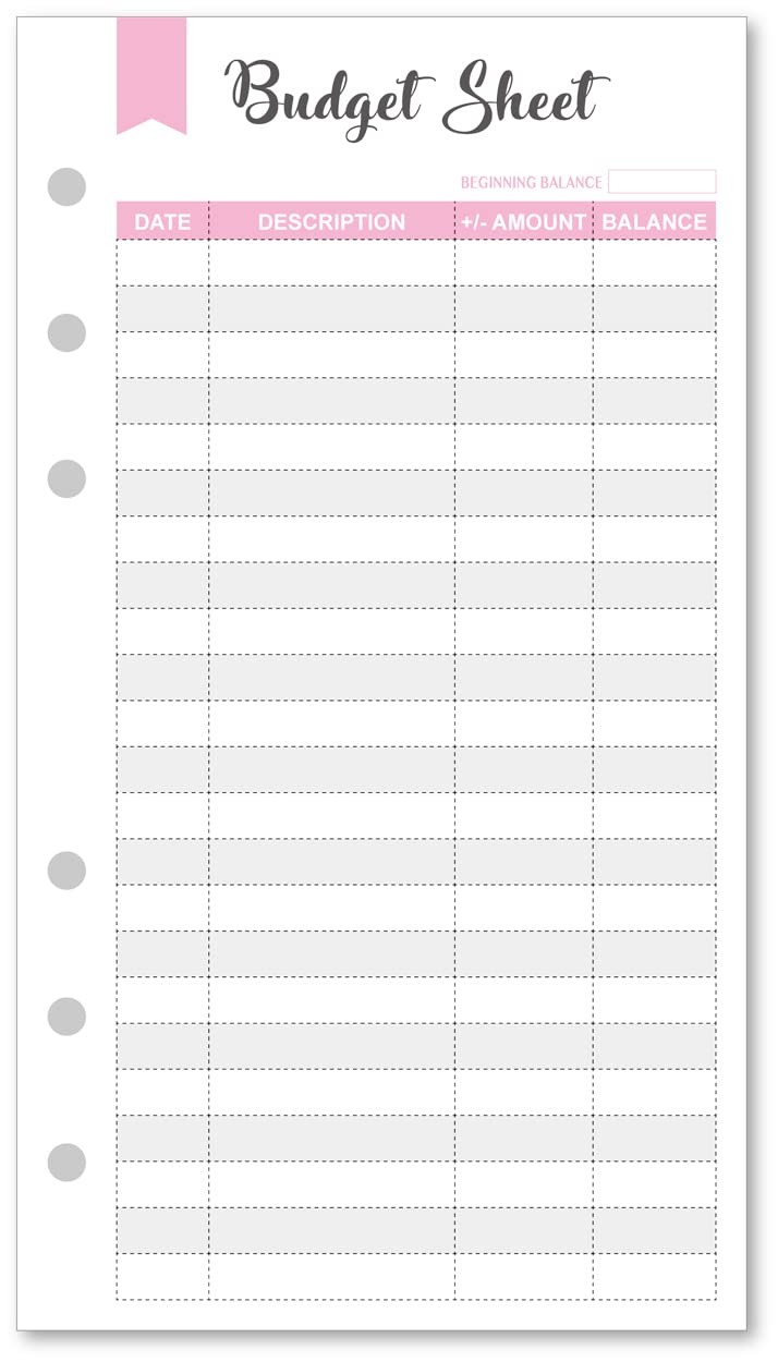 Set of 90 Sheets Expense Tracker, 6-Hole Punched Budget Sheets for A6 Budget …